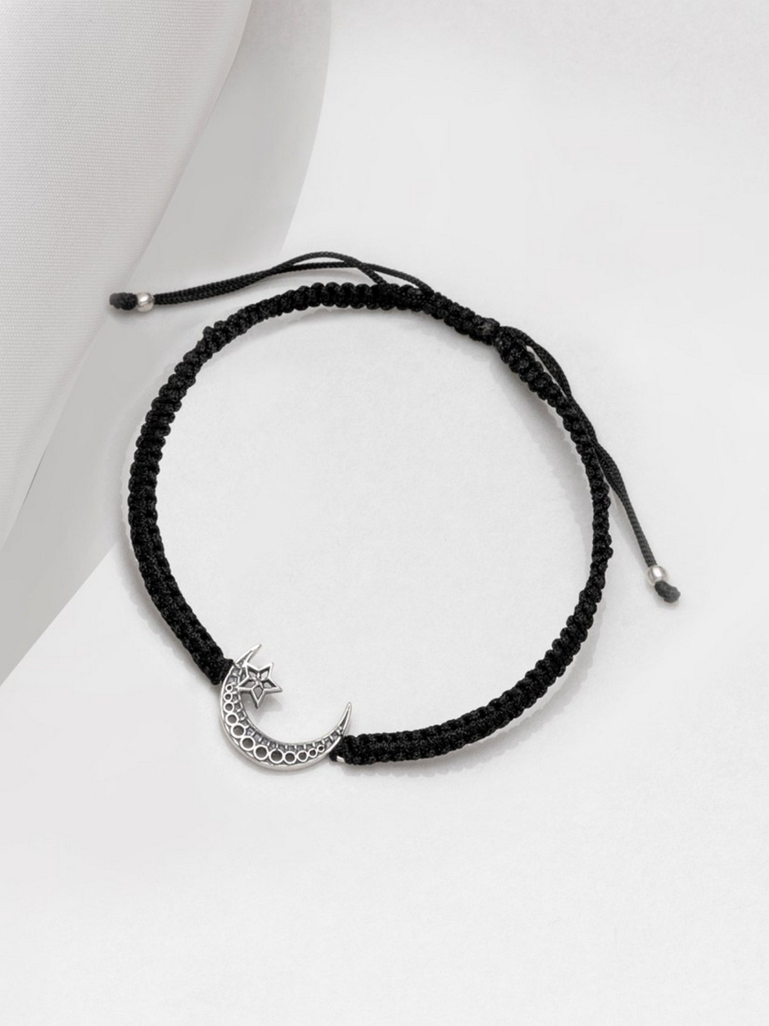 The Star Silver Black Thread Anklets — KO Jewellery