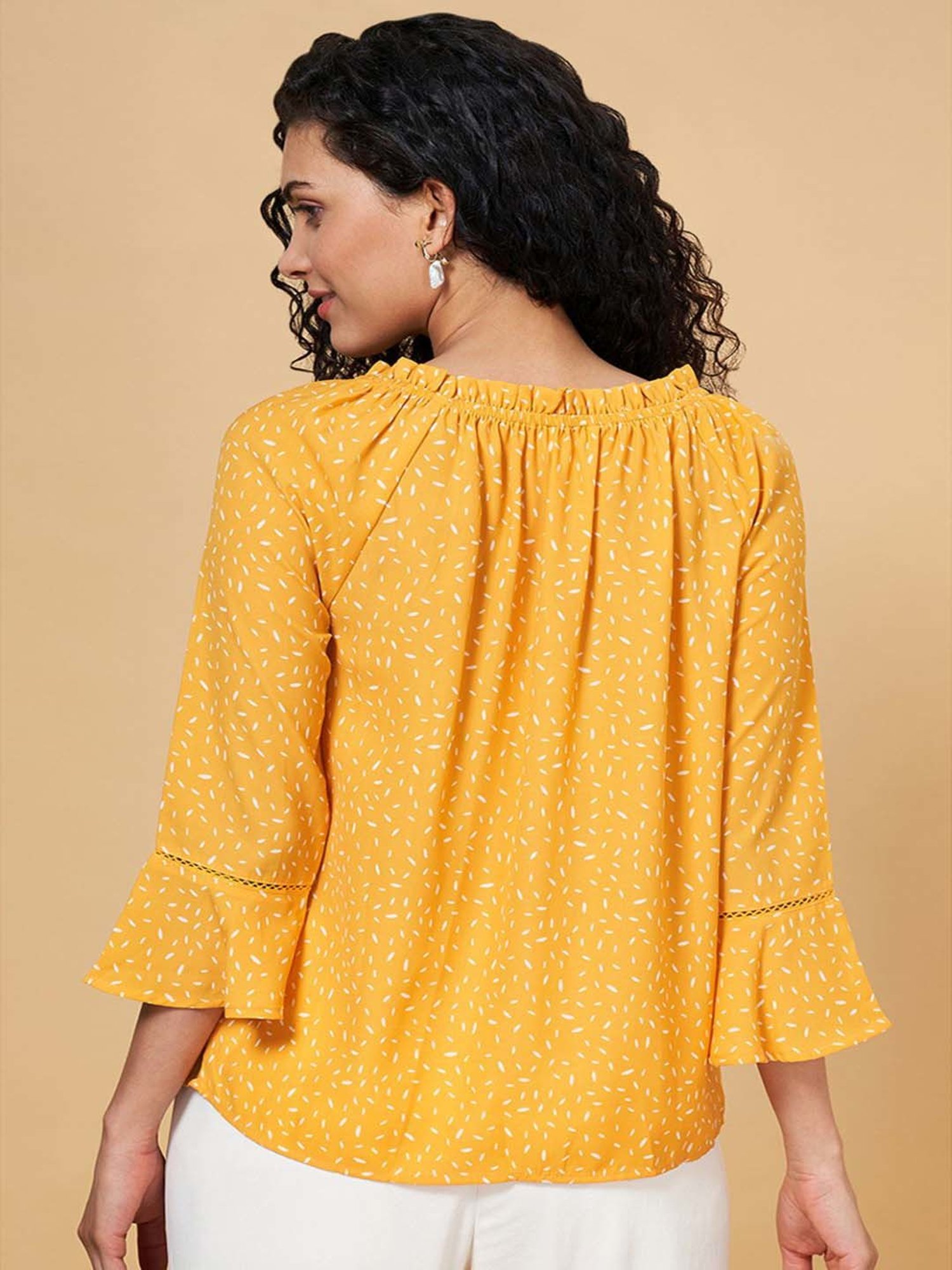 Buy Honey by Pantaloons Mustard Printed Top for Women Online