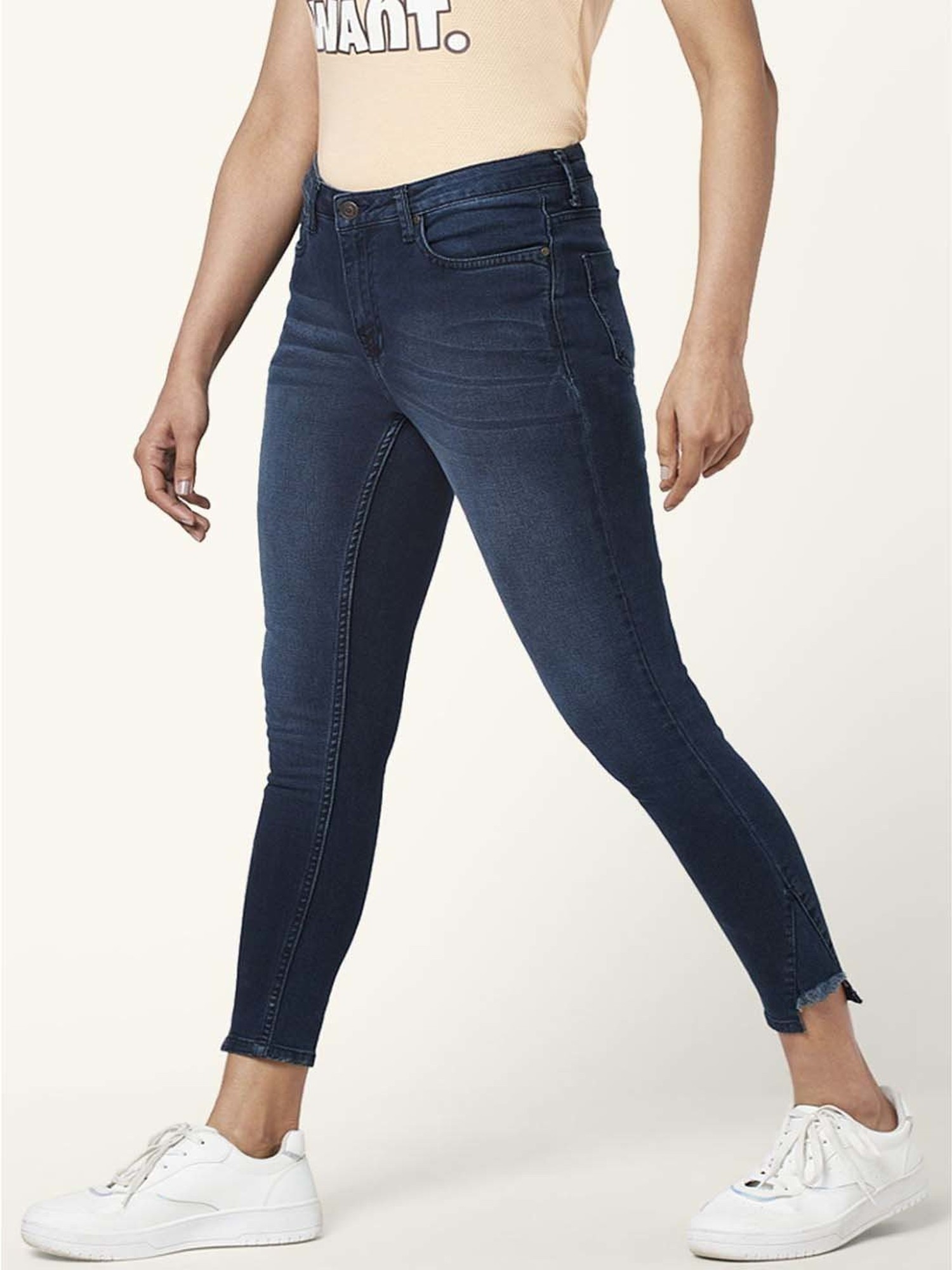 Pantaloons Women Solid Blue Jeans - Selling Fast at Pantaloons.com