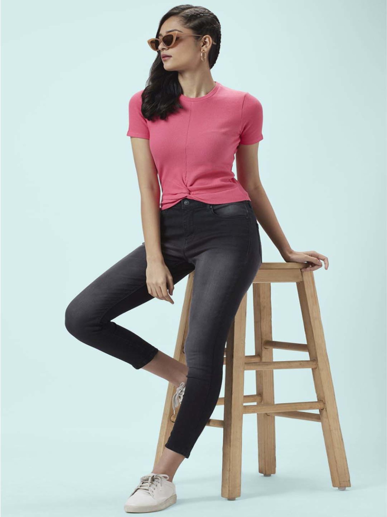 Buy People by Pantaloons Pink Cotton Top for Women Online @ Tata CLiQ