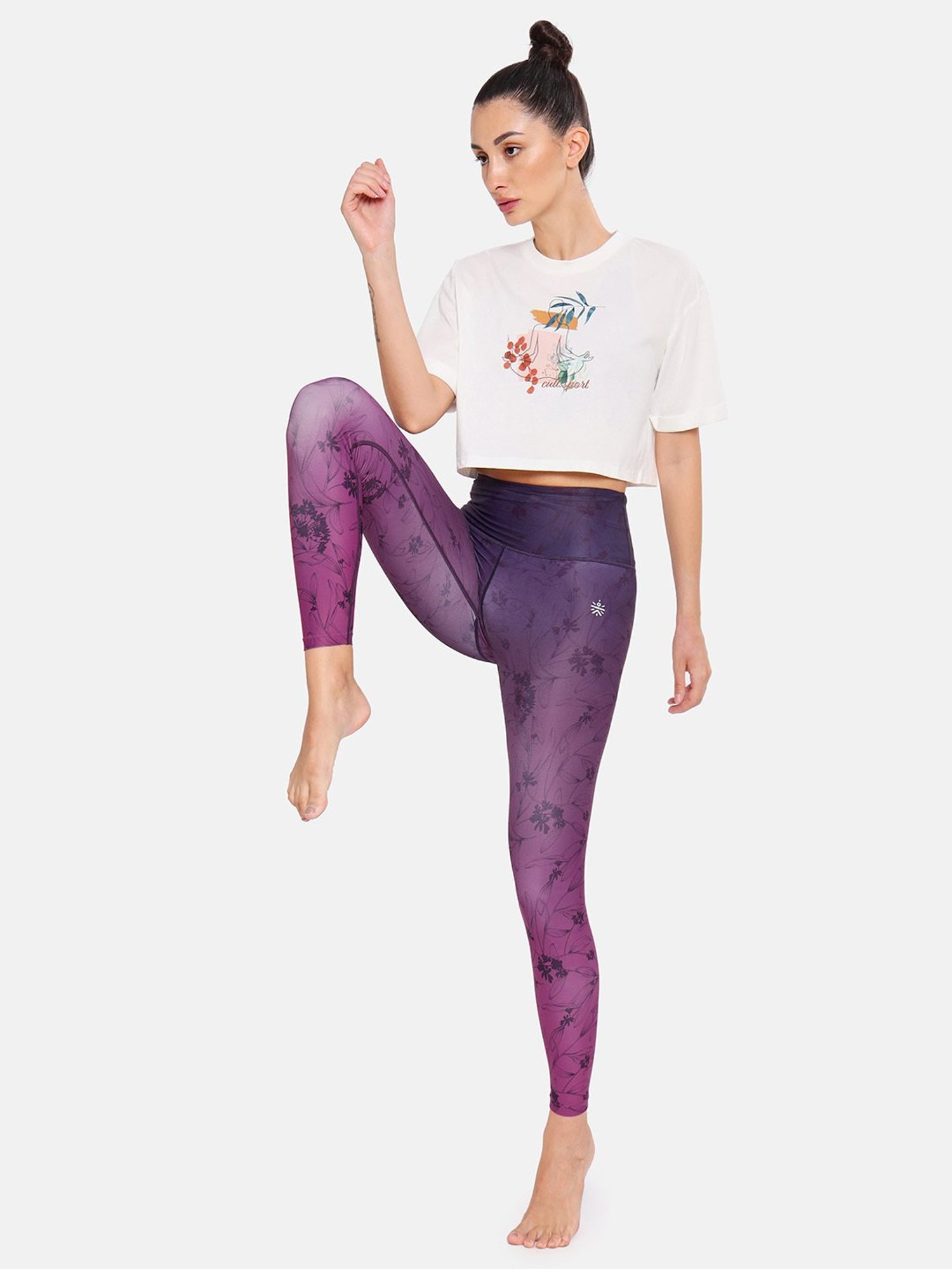 Buy Lavany Women's Mid Waist Elastic Printed Pant (Purple, S) at Amazon.in