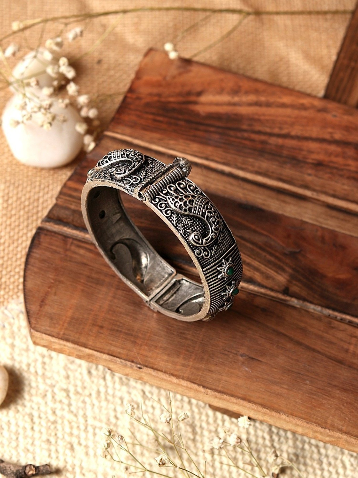 Buy Peora Silver Plated Cuff Bracelet Online