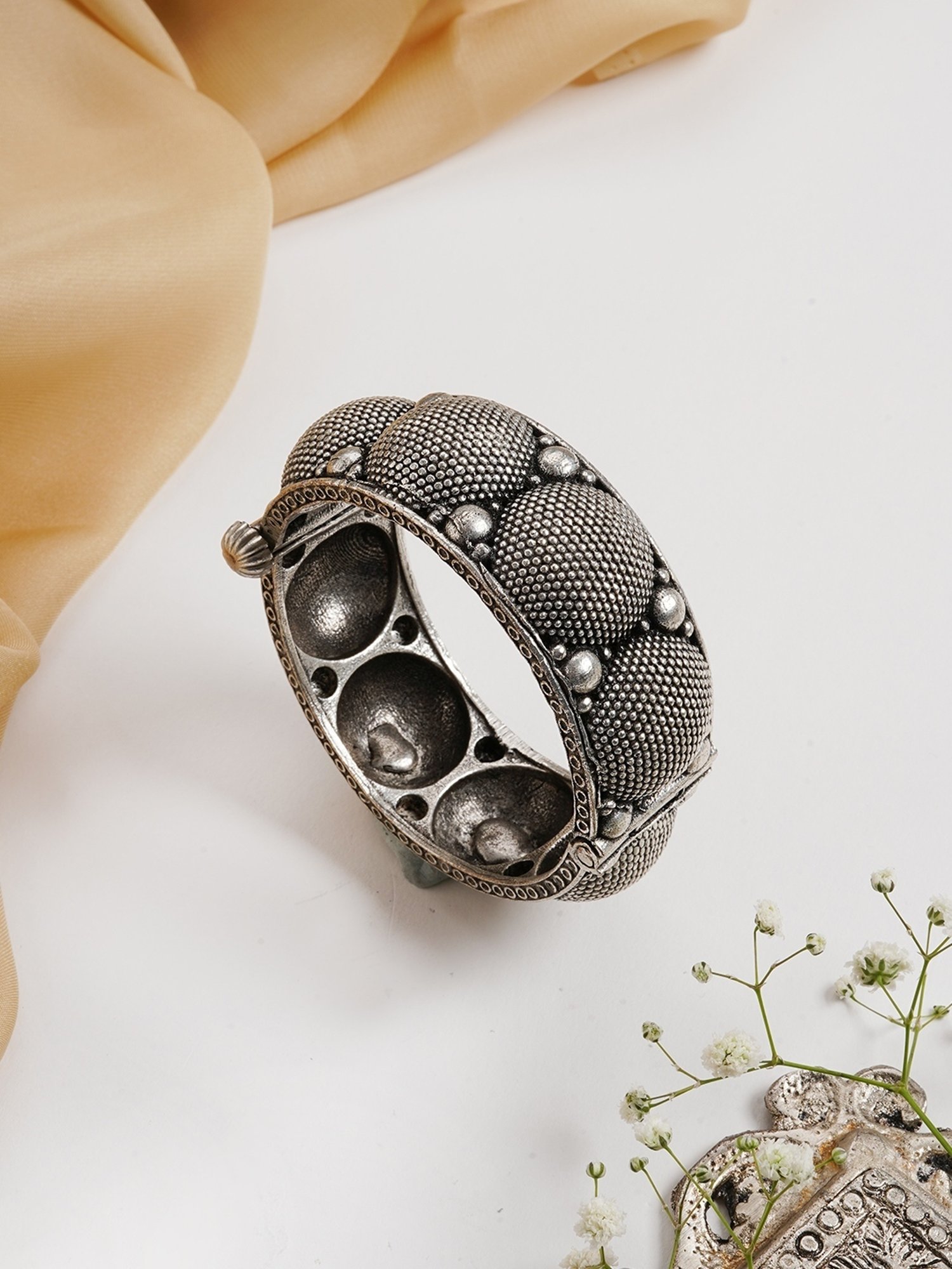 Buy Teejh Ethnic Ovya Silver Oxidized Bangles for Women Online At