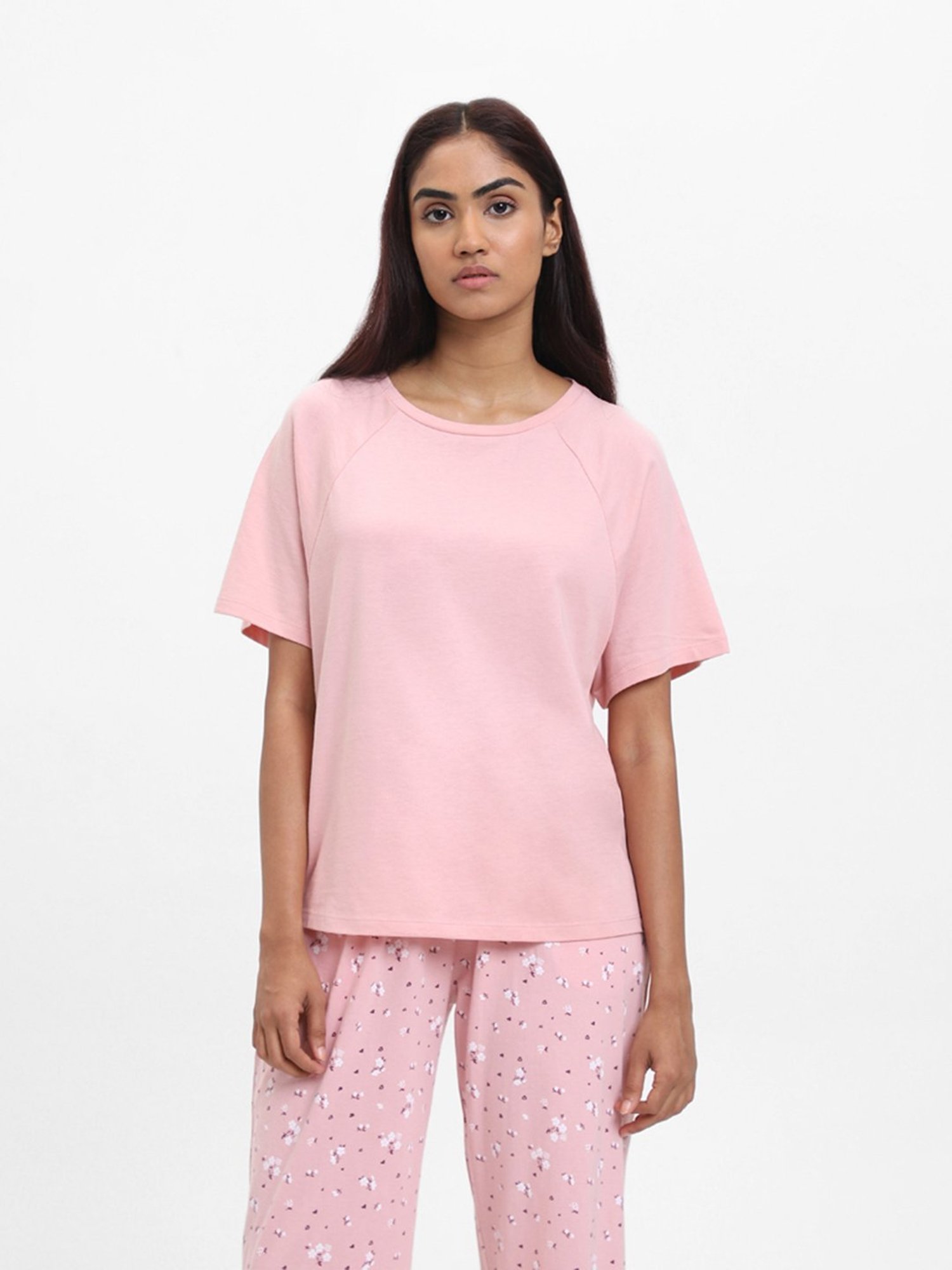 Buy Wunderlove Pink Self-Patterned T-Shirt from Westside