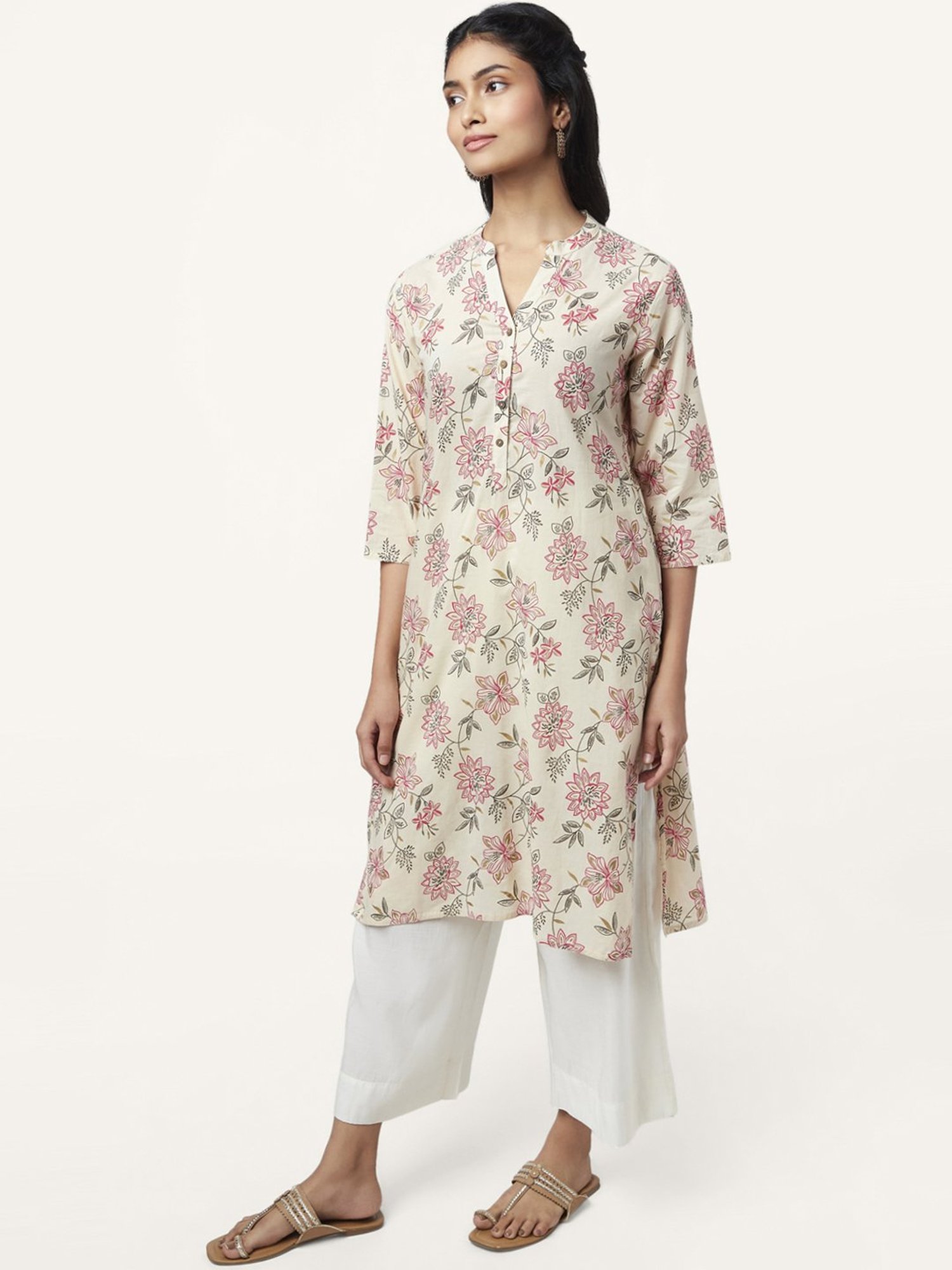 Rangmanch By Pantaloons Cotton Off White Kurtas - Buy Rangmanch By  Pantaloons Cotton Off White Kurtas online in India