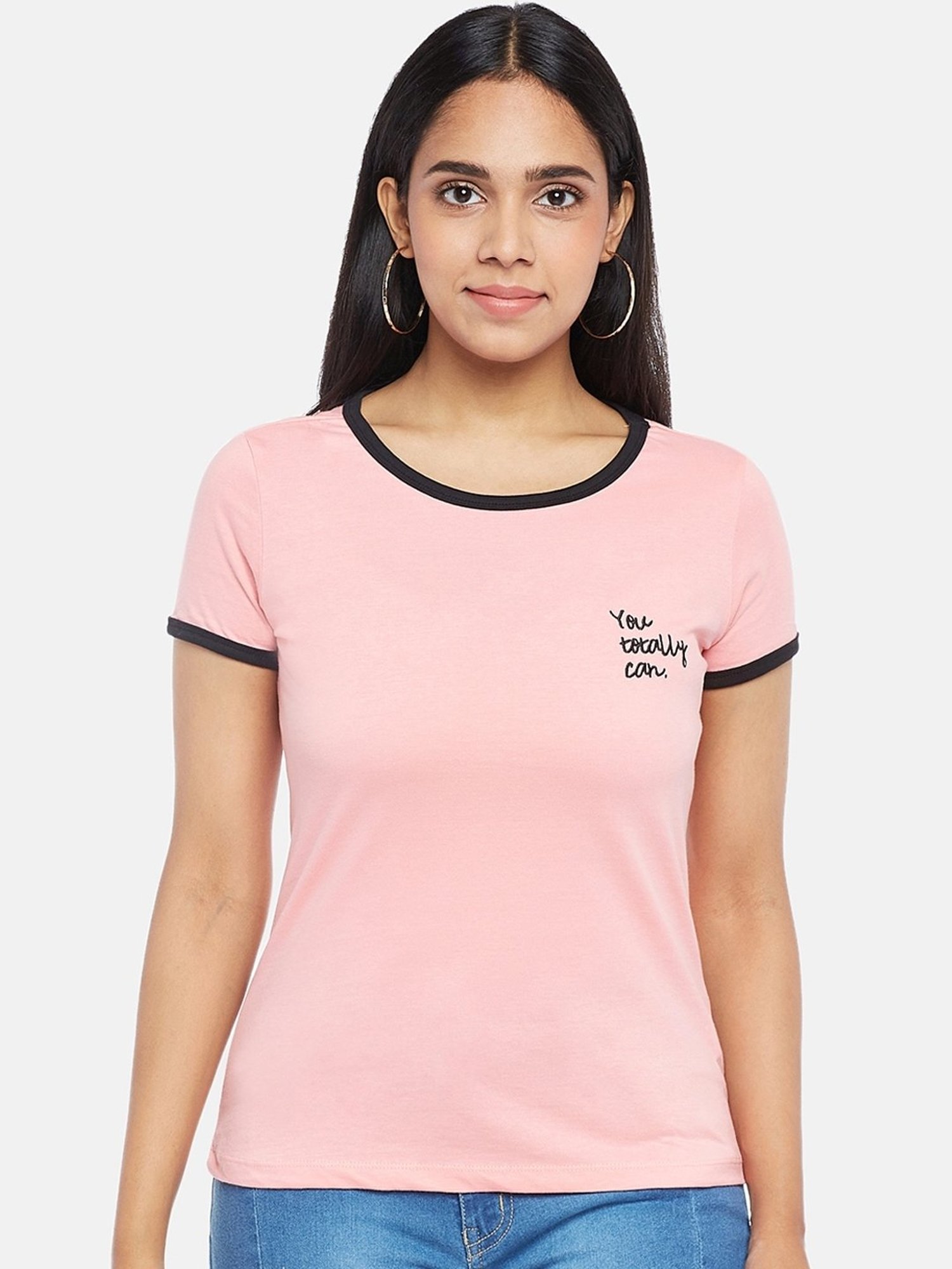 Honey by Pantaloons Pink Cotton Printed T-Shirt