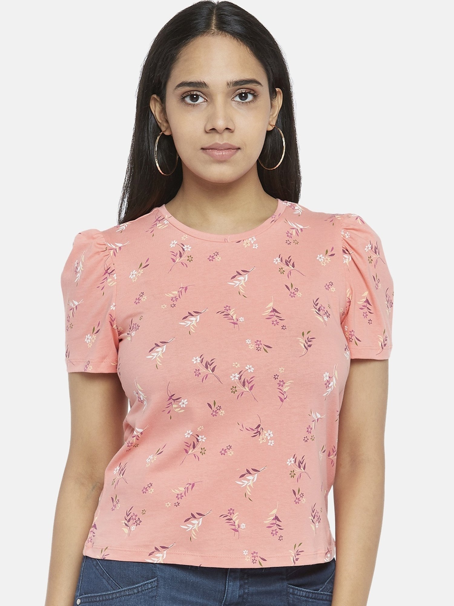 Honey by Pantaloons Pink Cotton Printed Top