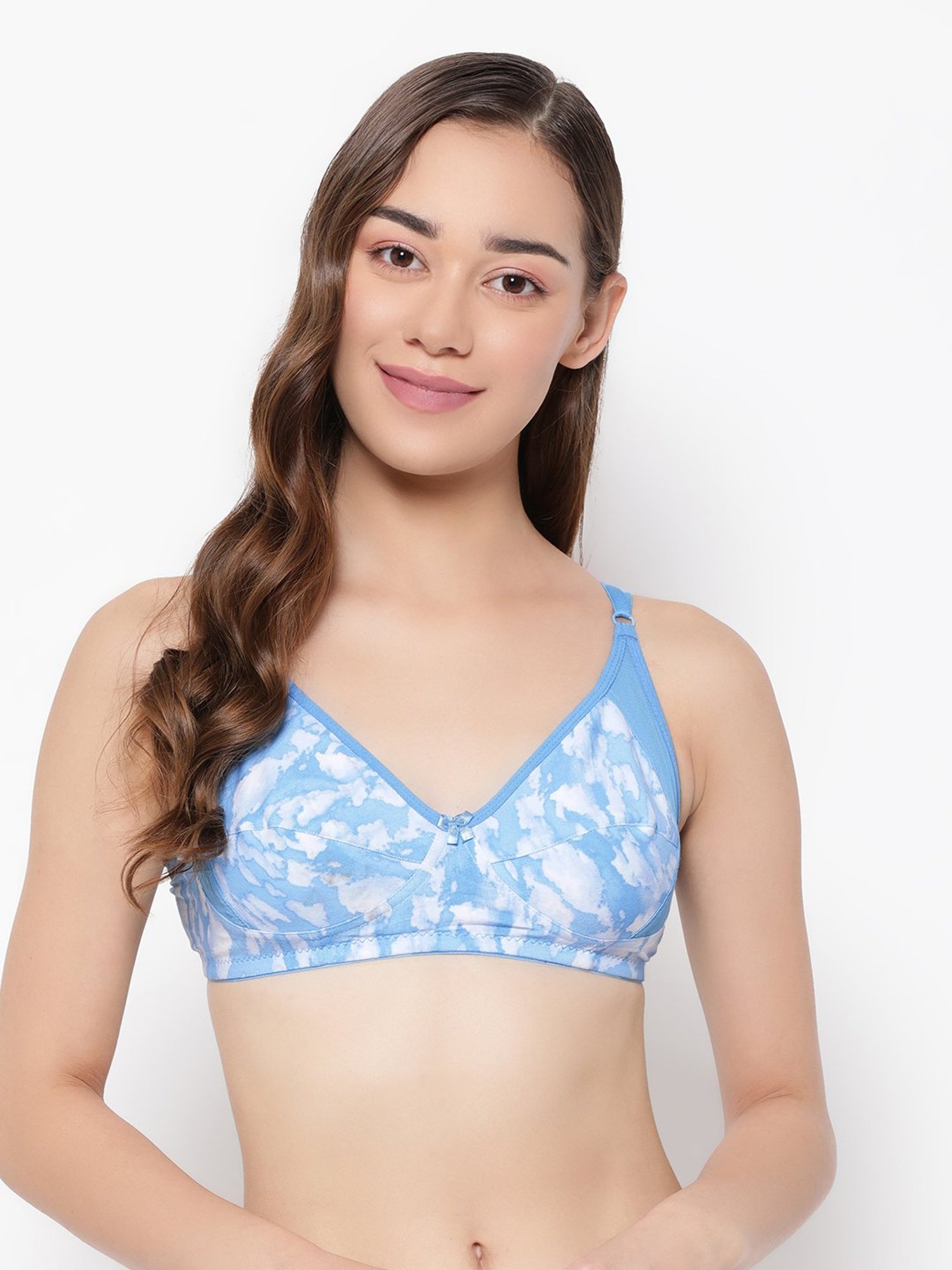 Clovia Sky Blue Printed Full Coverage Non-Wired Bra