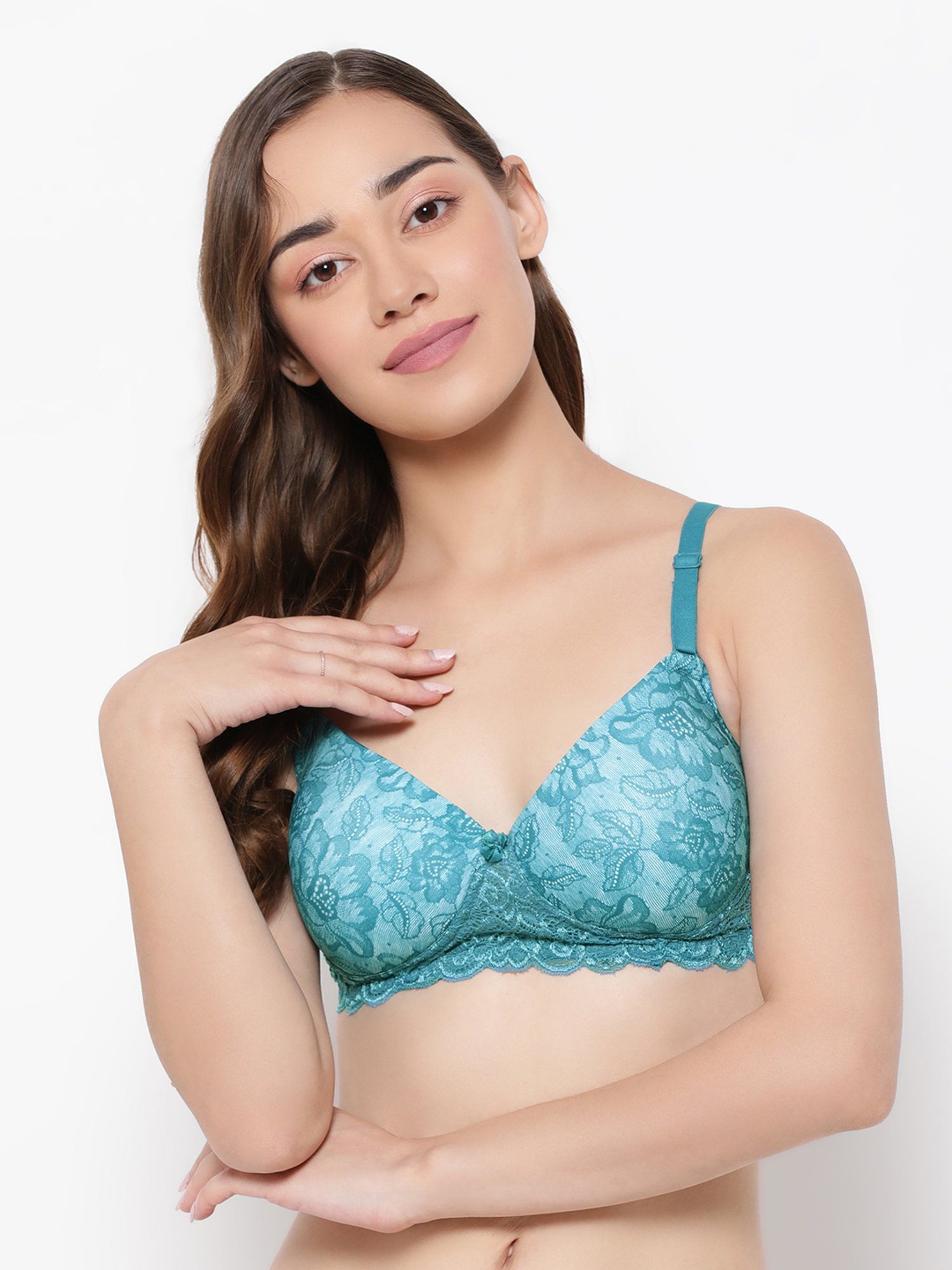 Clovia Blue Lace Full Coverage Under-Wired Bralette
