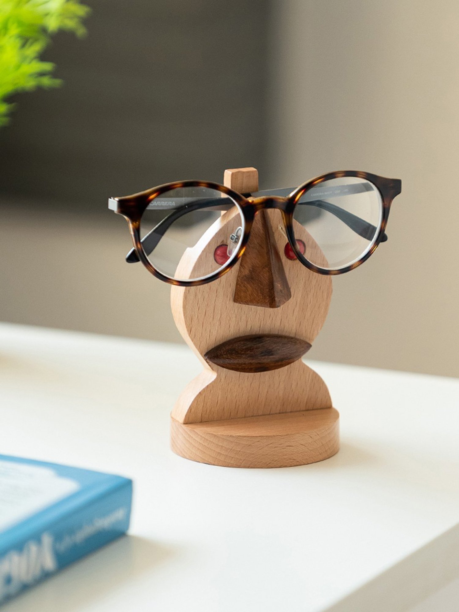 Hand-Carved Sheesham Wood Owl Eyeglass Holder