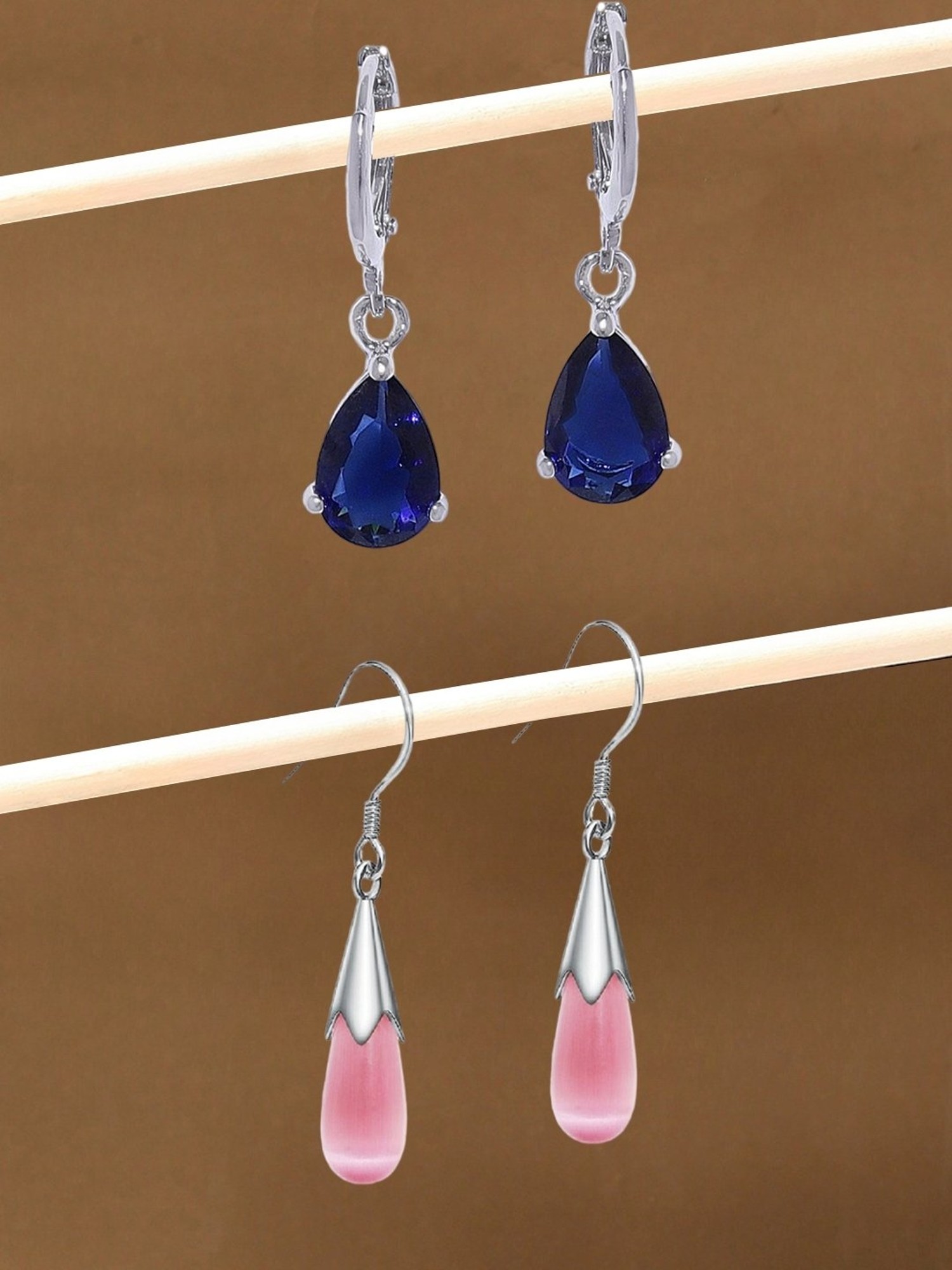 Diamante Deep Blue Drop Earrings – Curio Cottage