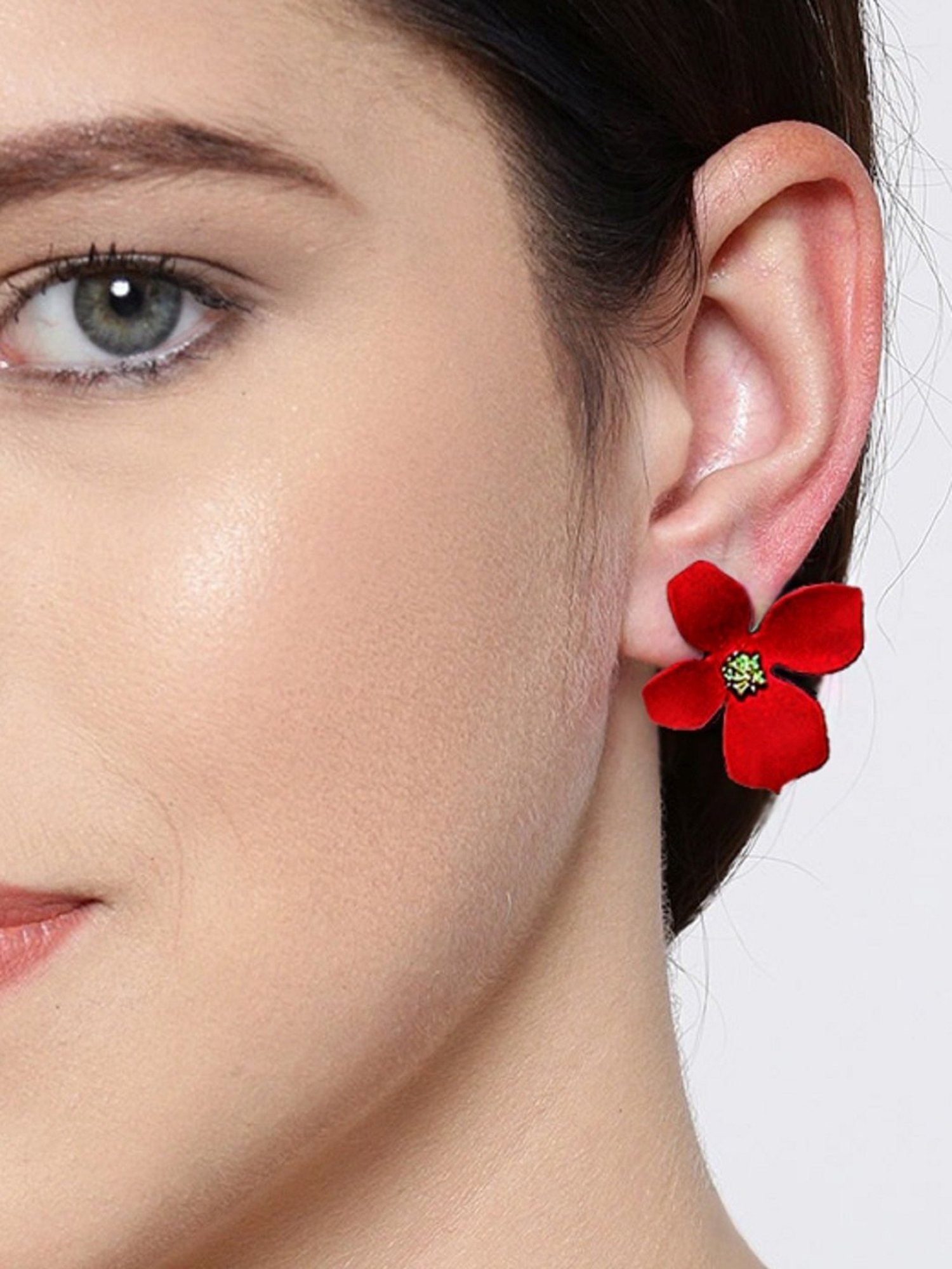 Red Flower Earrings - Temu