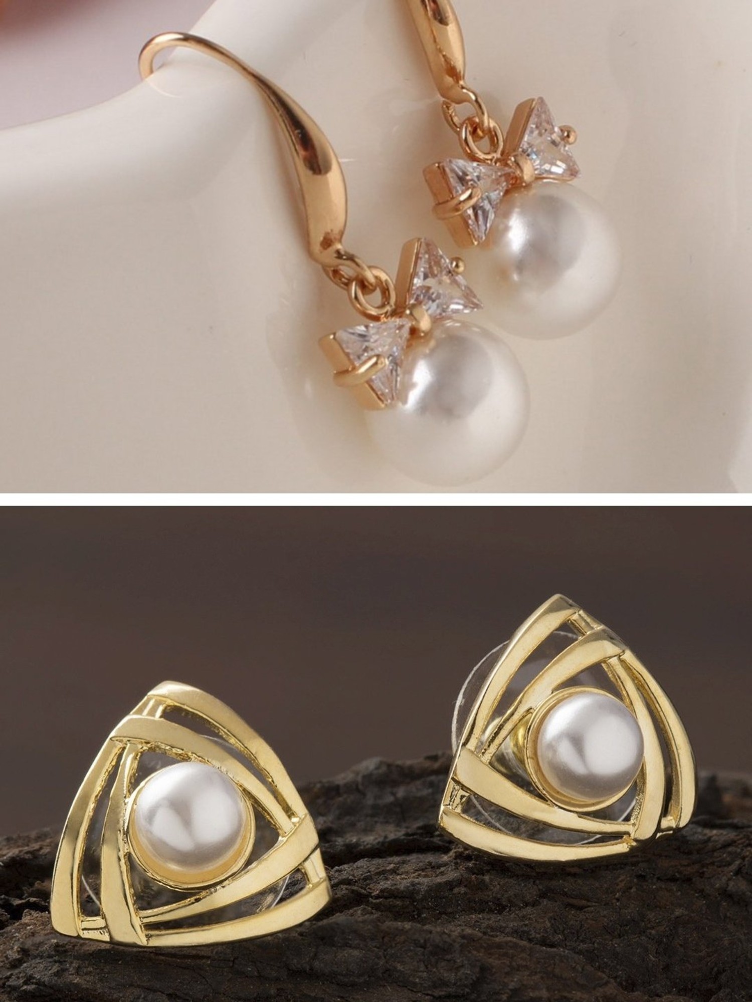 OOMPH Earrings  Buy OOMPH Combo of 2 Silver Tone Cubic Zirconia Delicate  Drop Earrings Online  Nykaa Fashion
