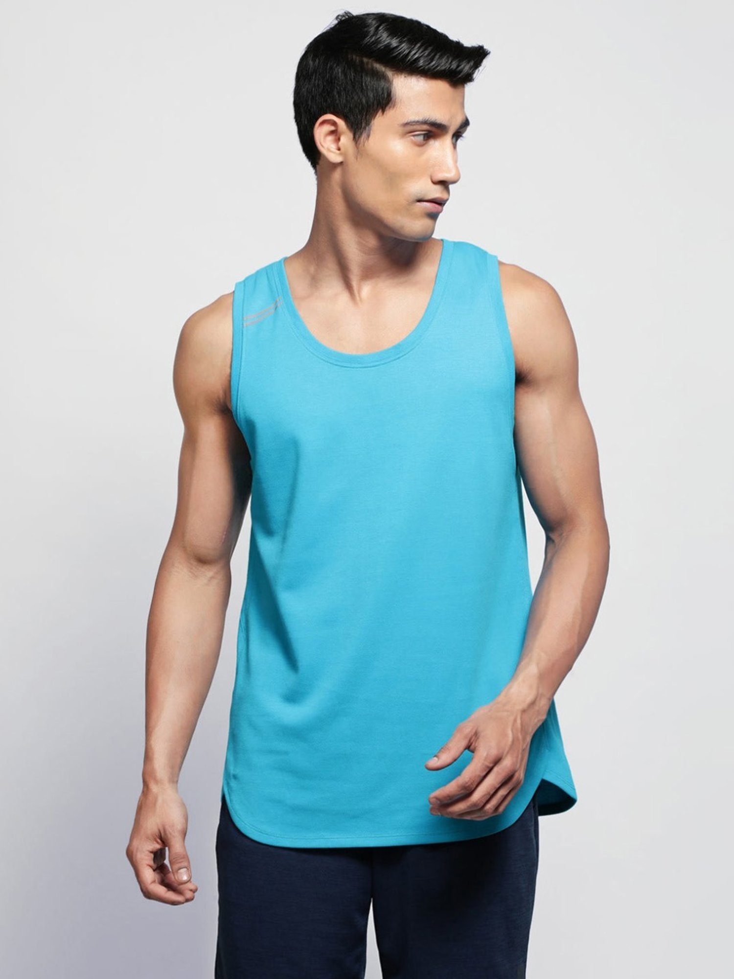 Men's Super Combed Cotton Blend Breathable Mesh Sleeveless Muscle Tee with  Stay Fresh Treatment - White