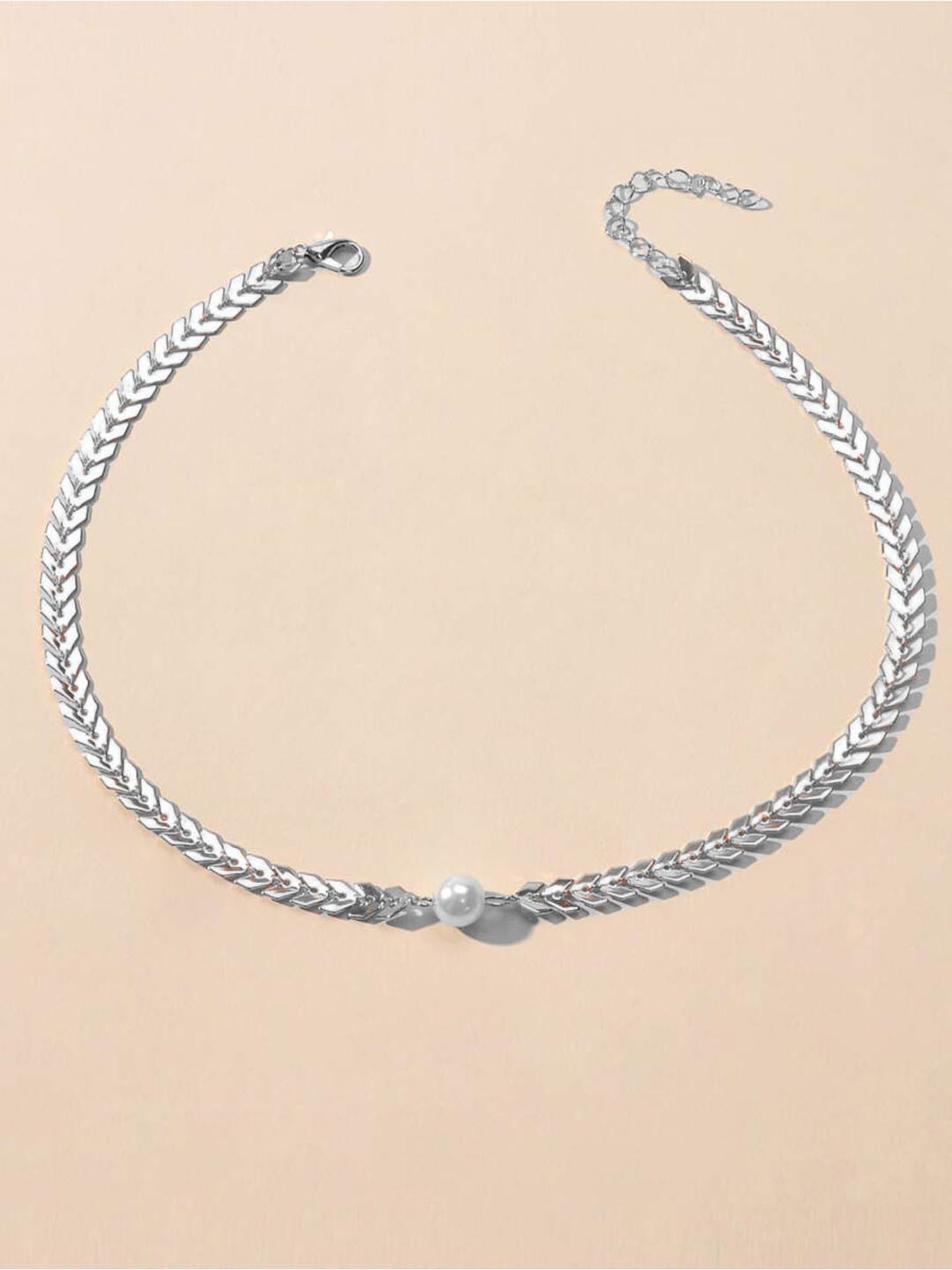 Buy OOMPH Silver Tone Delicate Pearl Party Choker Necklace Online