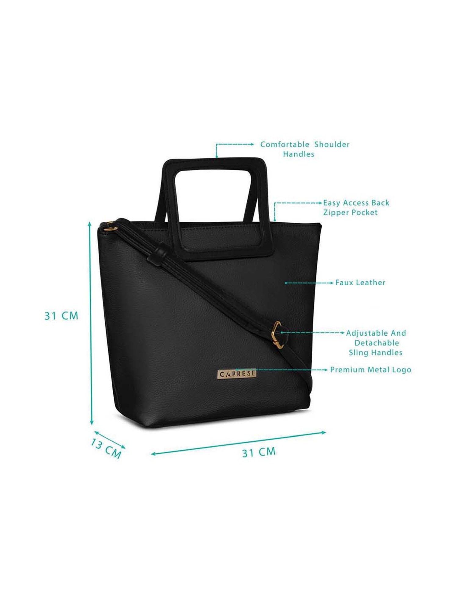 Caprese black solid online handheld bag