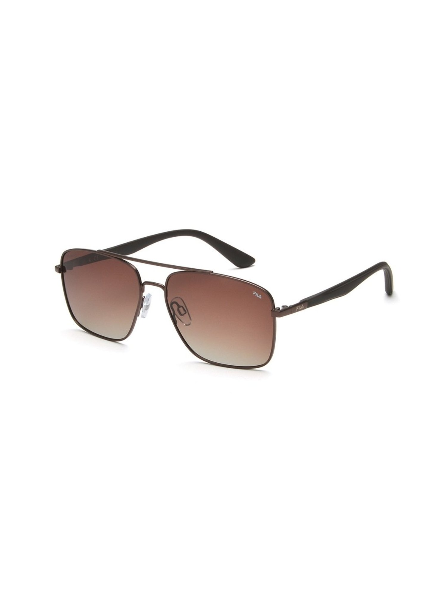 NS1007YFGL PC Brown Frame with Green Glass Lens Sunglasses