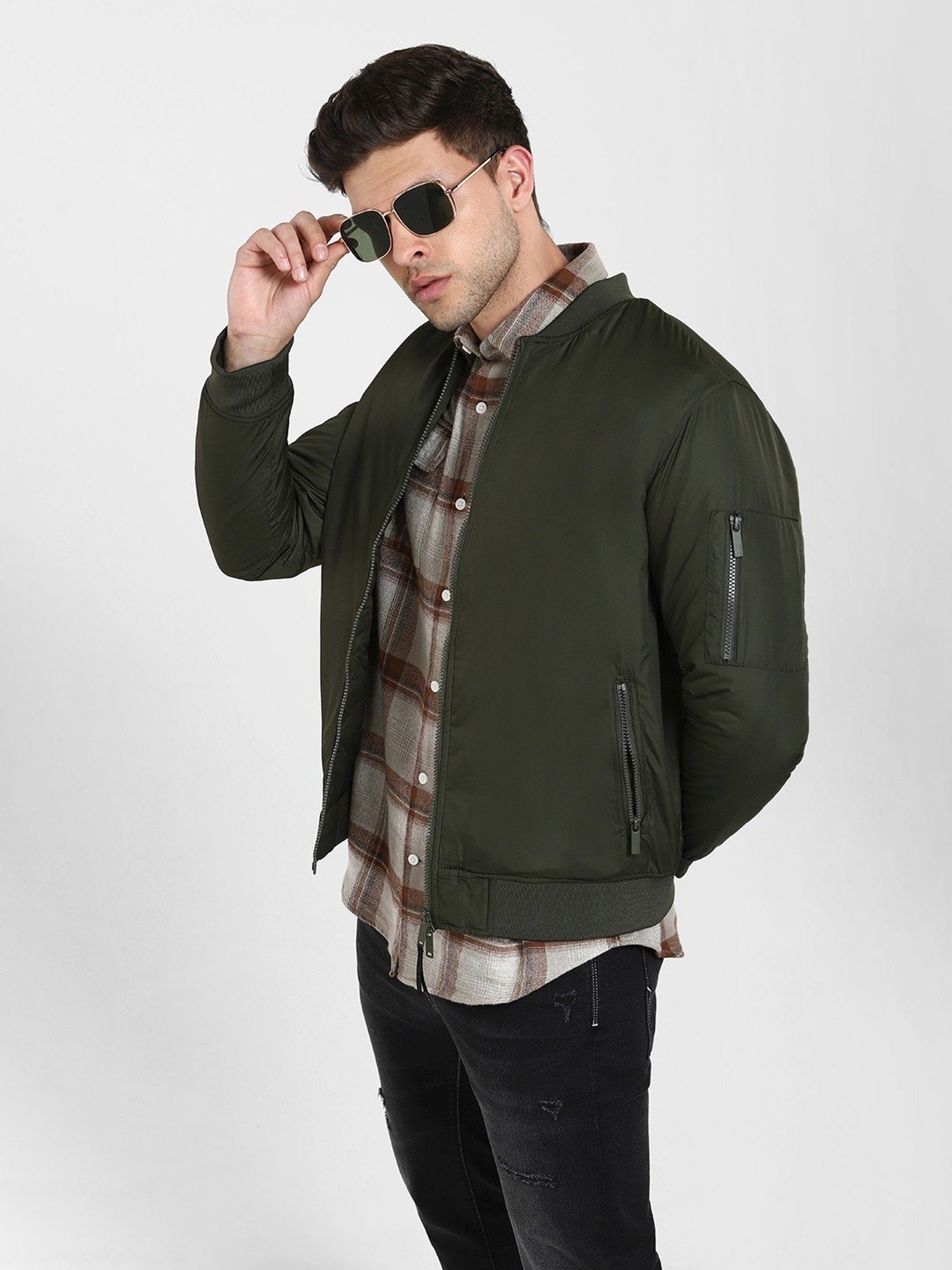 Buy online Men Solid Olive Polyester Bomber Jacket from Jackets for Men by  Adorate for ₹1429 at 66% off | 2024 Limeroad.com