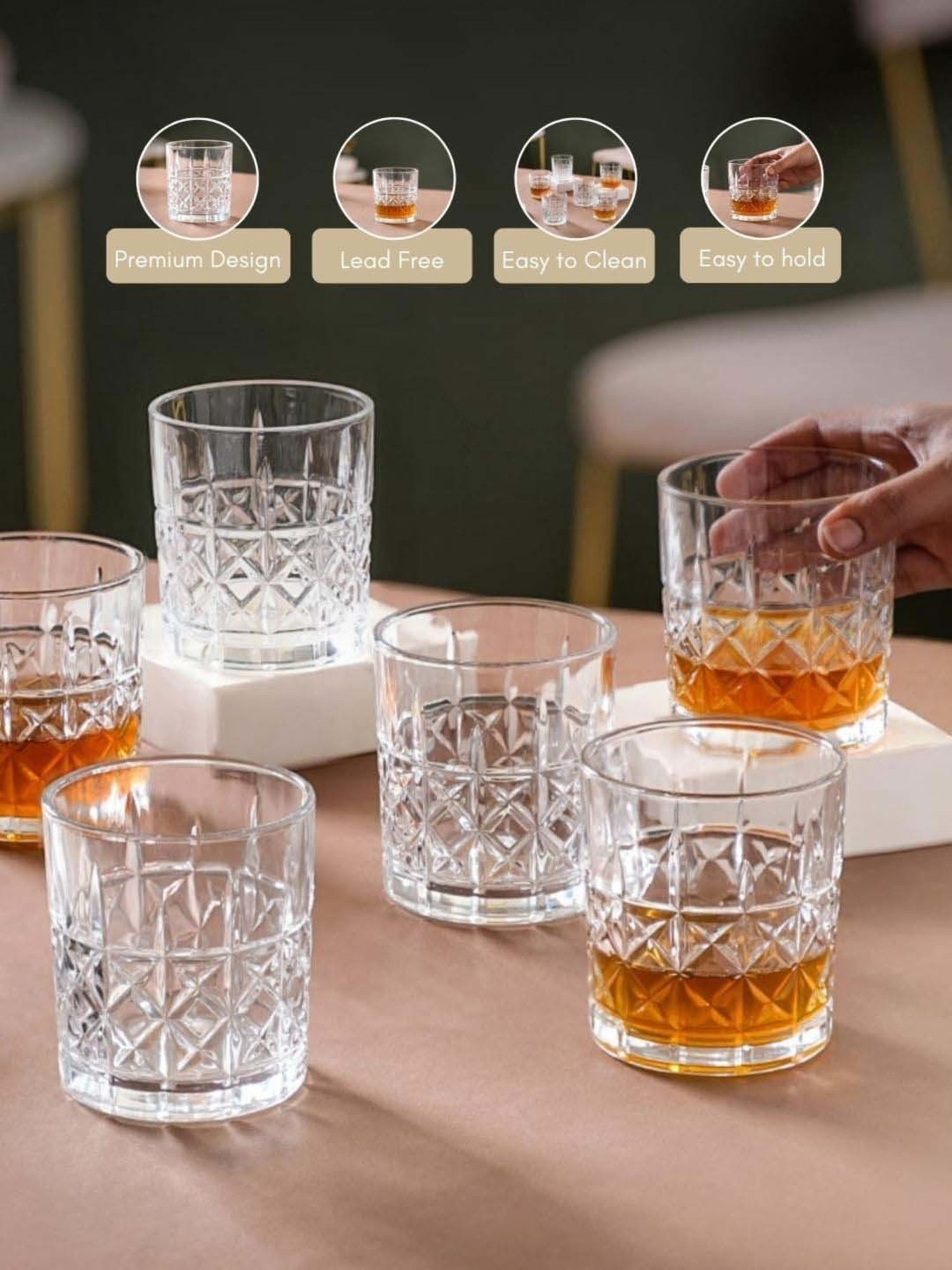 Drinking Glasses - Buy Fancy Whiskey Glass Set Online |Nestasia