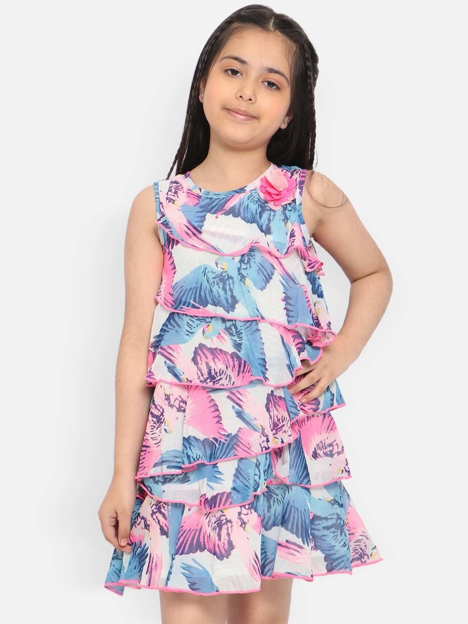 Nauti Nati Girls Printed Shoulder Straps Pure Cotton Jumpsuit – Nautinati