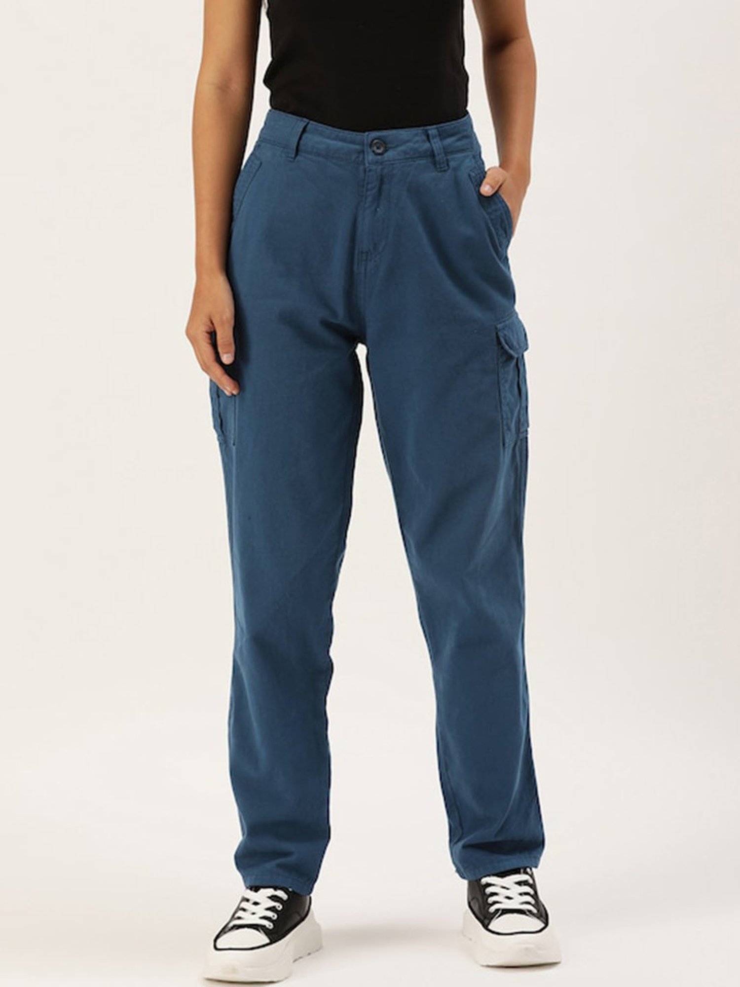 Buy Straight Fit Active Cargo Pants in Navy with Pockets Online India, Best  Prices, COD - Clovia - AB0094P08