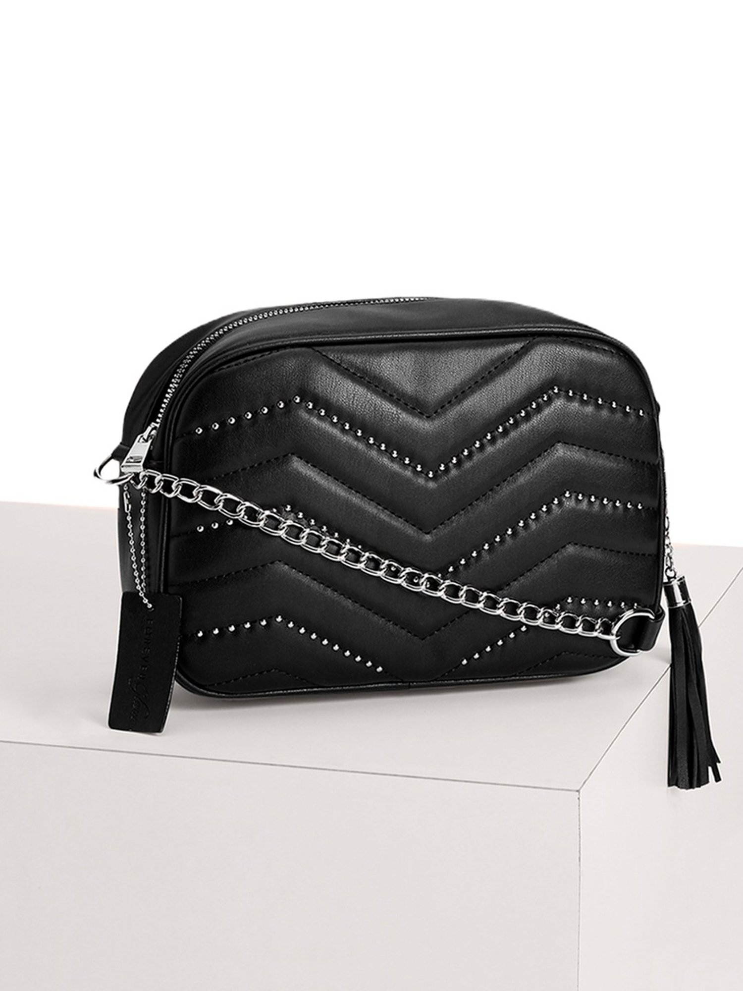 Buy Forever Glam by Pantaloons Black Textured Small Cross Body Bag at Best  Price @ Tata CLiQ