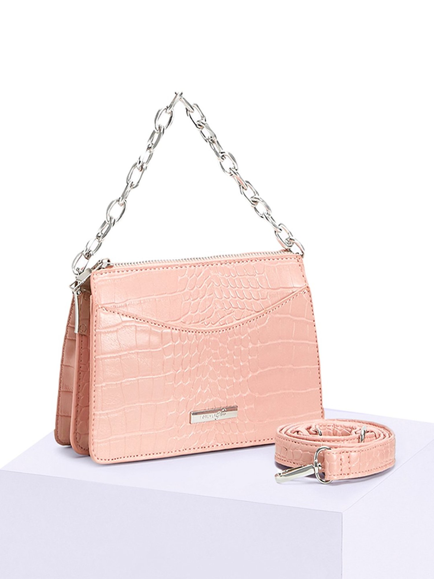 Forever Glam Pink Patterned Casual Semi PU Women Cross Body Bag