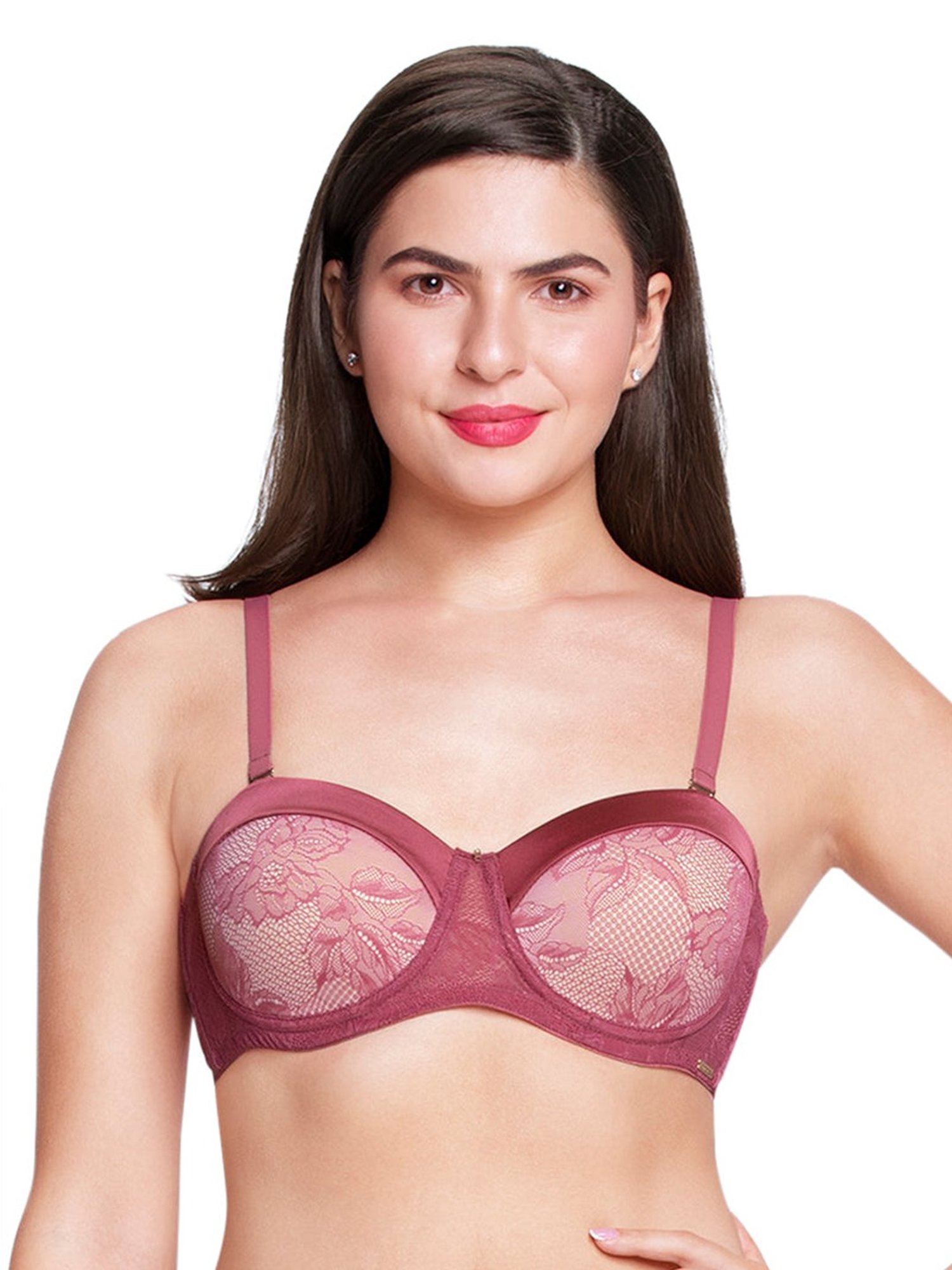 Buy Amante Maroon Lace Pattern Full Coverage Bra for Women Online