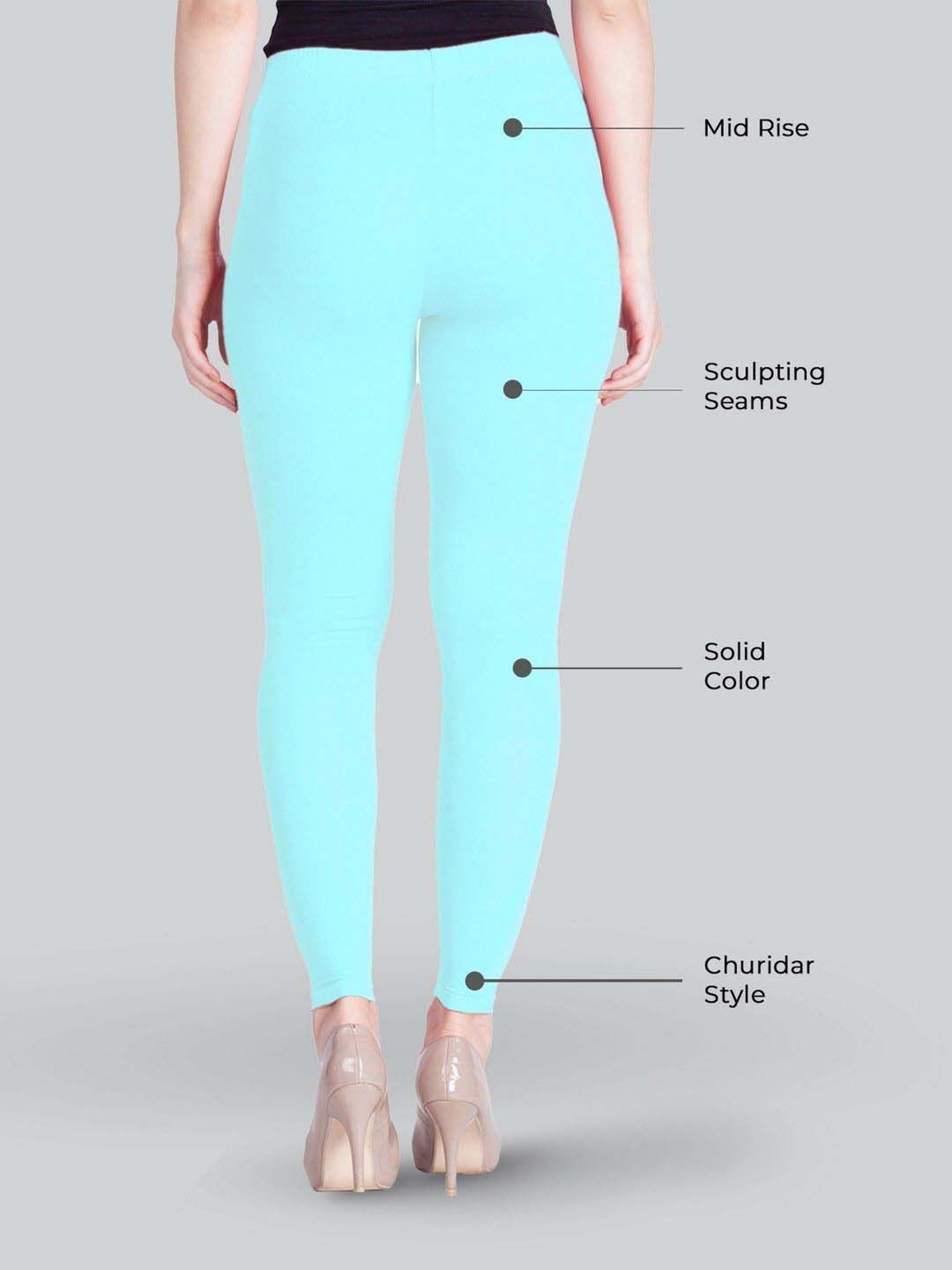 Buy Lyra Sky Blue Cotton Mid Rise Leggings for Women Online @ Tata CLiQ