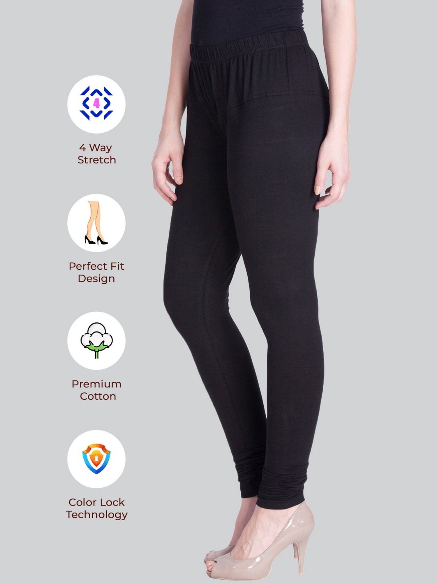 Lyra Black Cotton Full Length Leggings