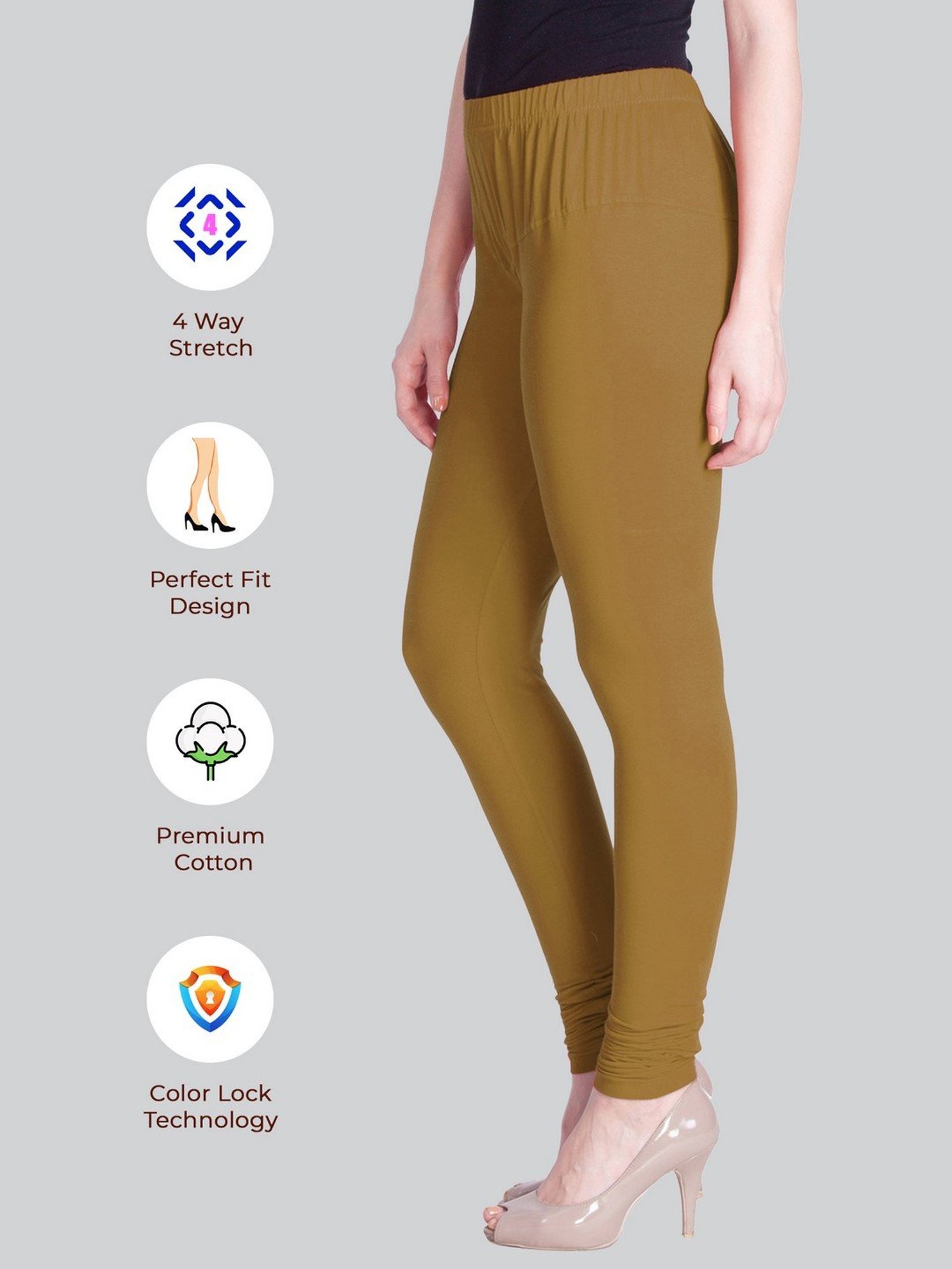 Fantastic Coffee Brown Colored Casual Wear Ankle Length Leggings