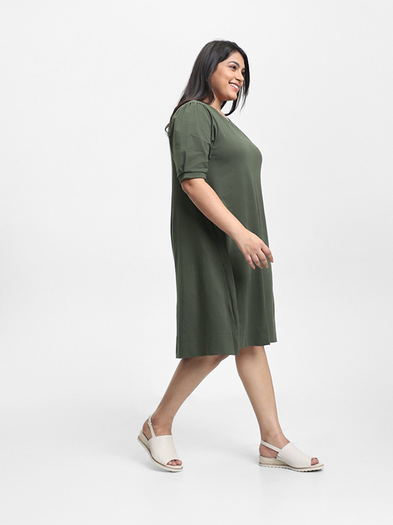 westside olive green dress Buy Nuon Green Textured A-Line Dress from Westside
