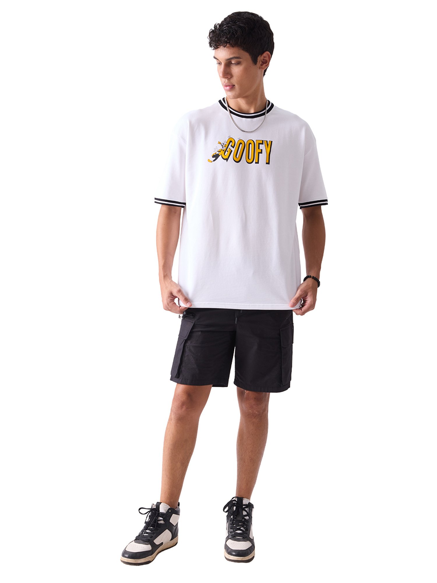 The Souled Store Disney Goofy White Oversized Crew T Shirt