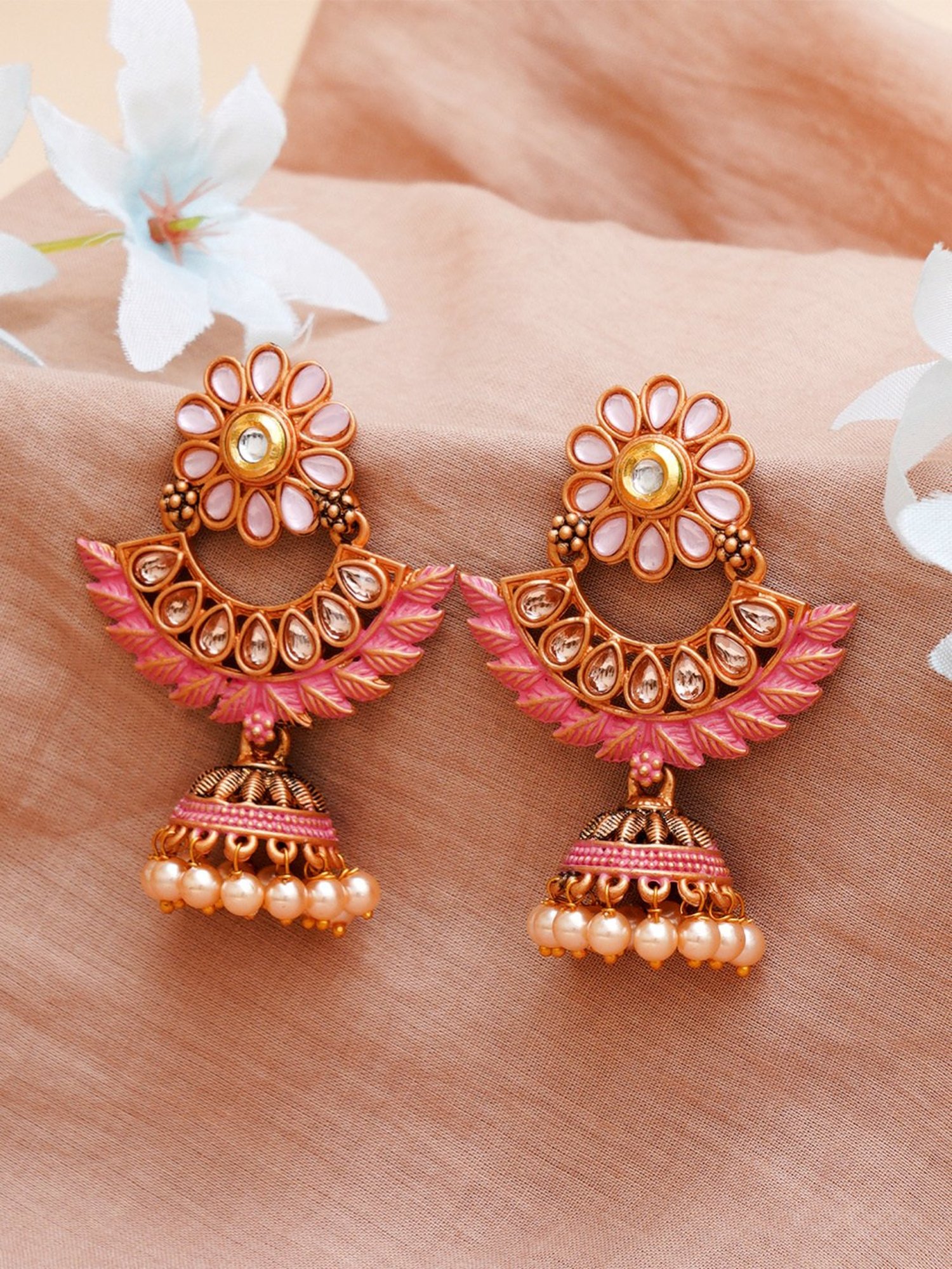Buy Tremendous Floral Design Hangings Gold Earrings  GRT Jewellers