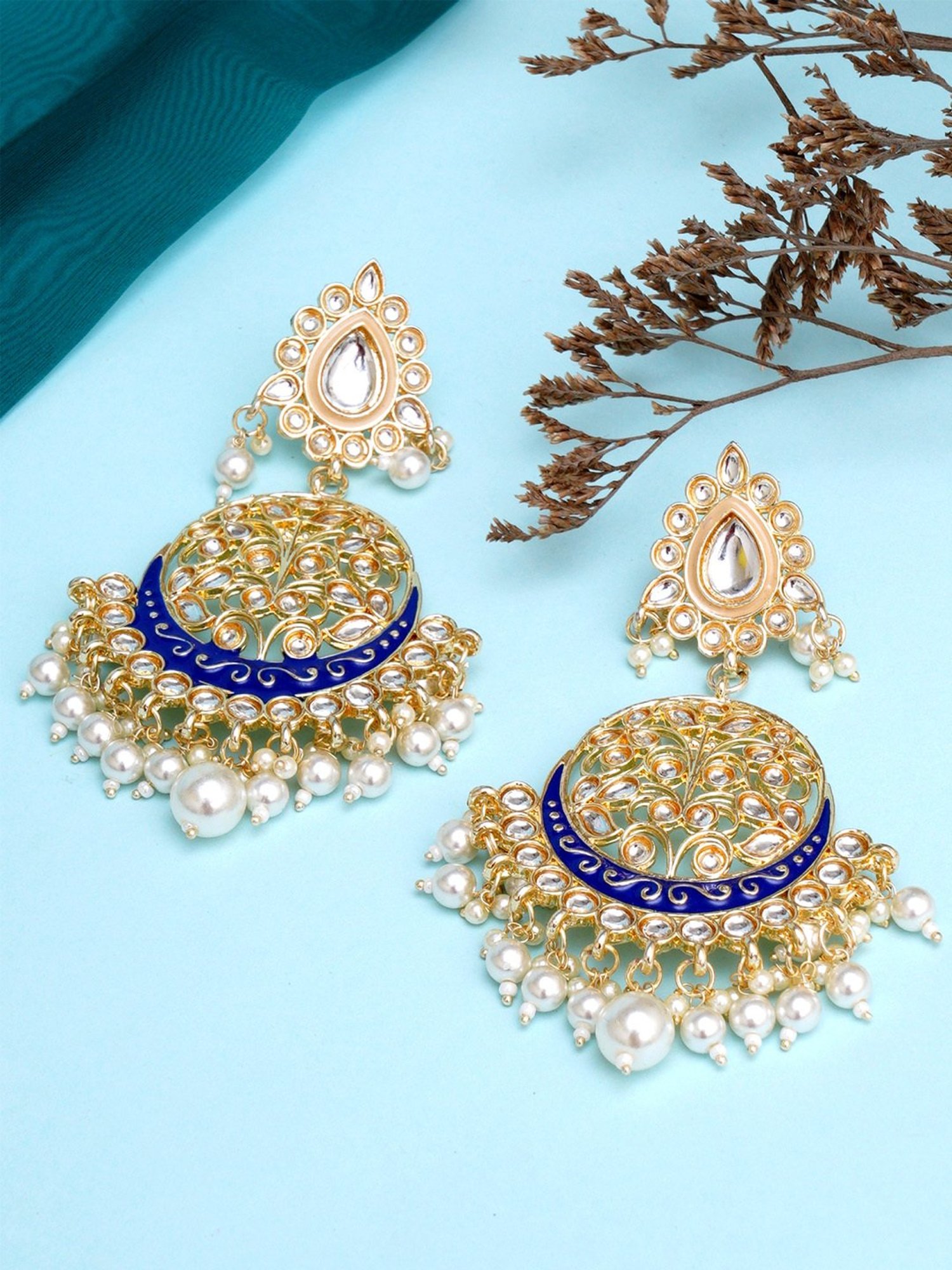 Buy Karatcart Handcrafted Blue Meena and Long Dangler Earrings Online At  Best Price  Tata CLiQ