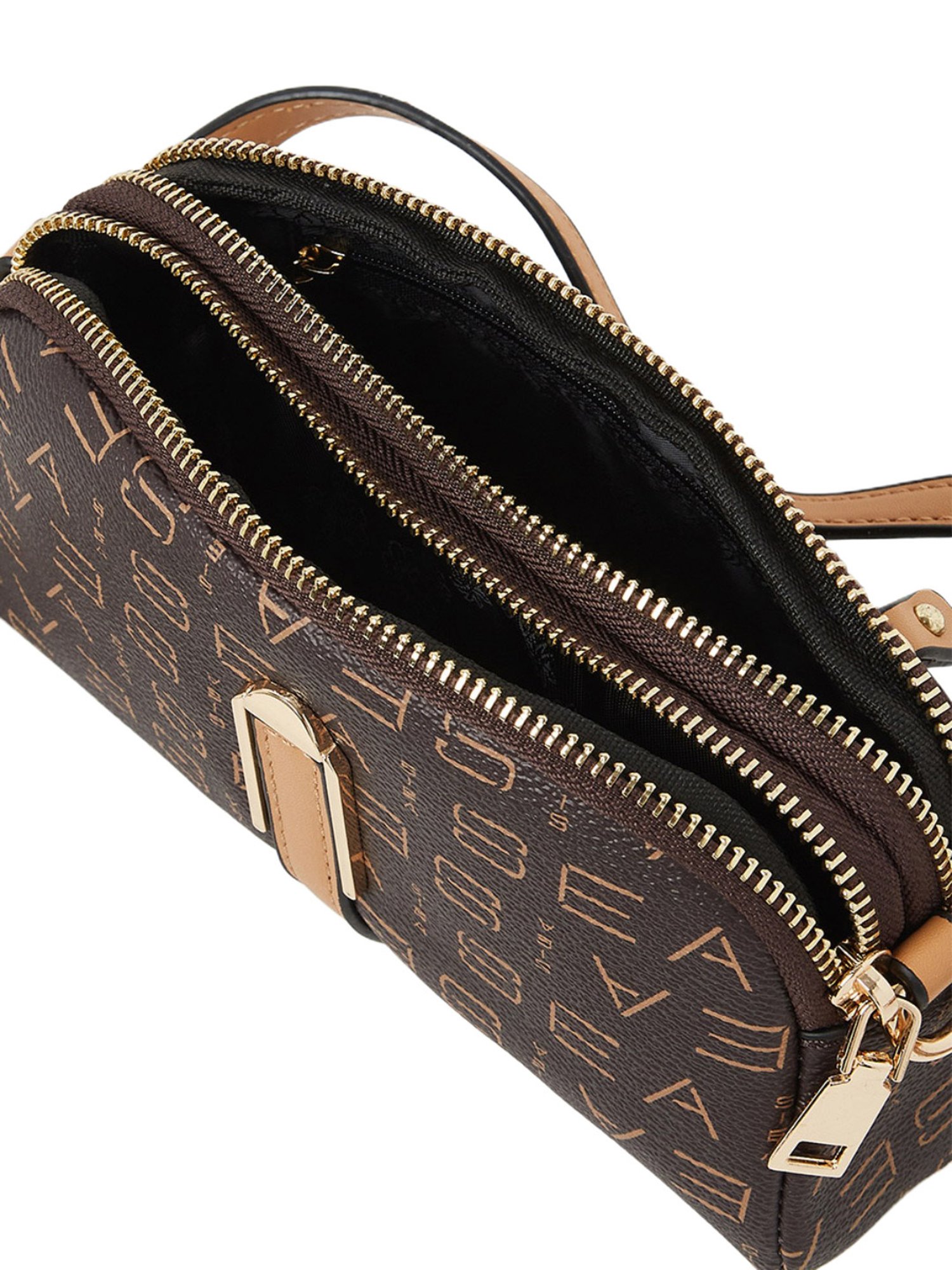 Geometric Print Crossbody Bag With Purse