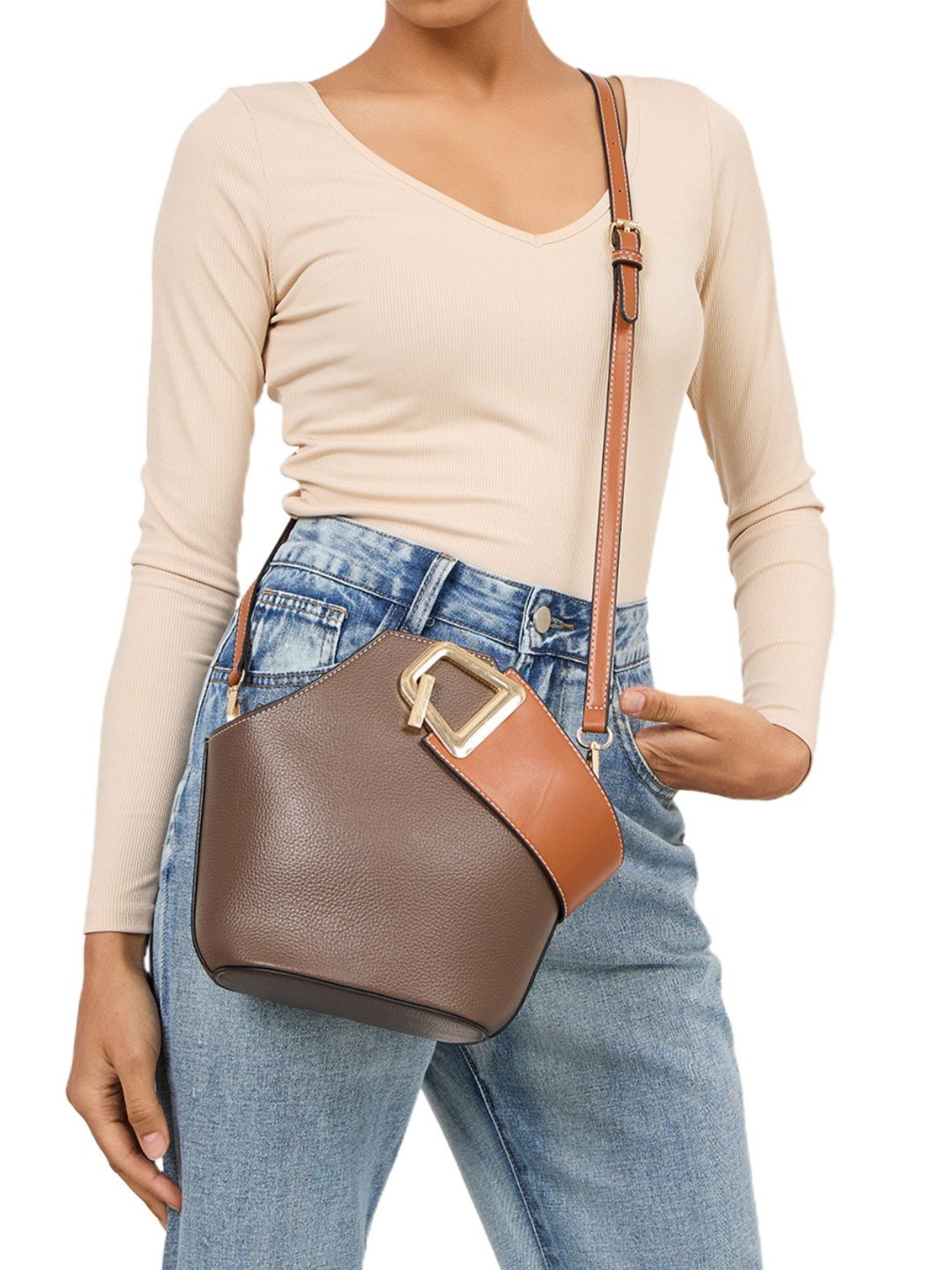 Buy Styli Brown Printed Satchel Handbag at Best Price @ Tata CLiQ