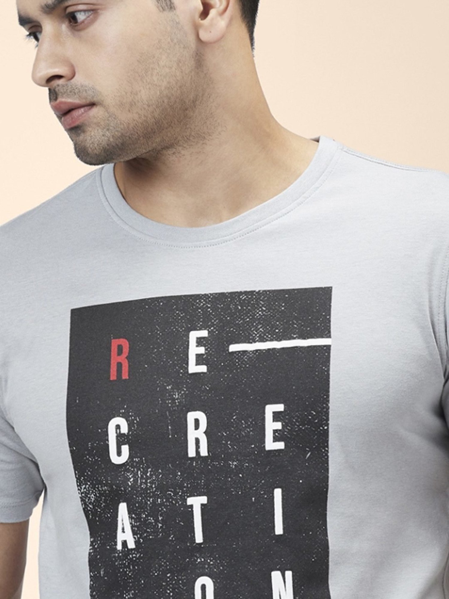 Buy Urban Ranger by Pantaloons Grey Cotton Slim Fit Printed T-Shirt for  Mens Online @ Tata CLiQ