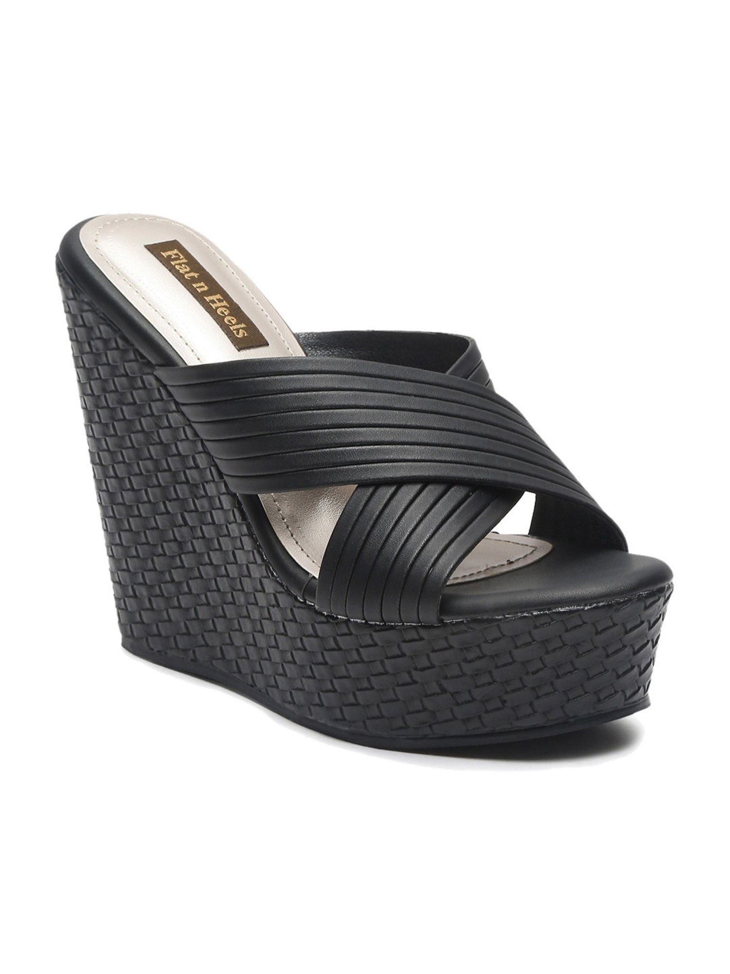 Rolly Black Wedge Sandals | La petite garçonne