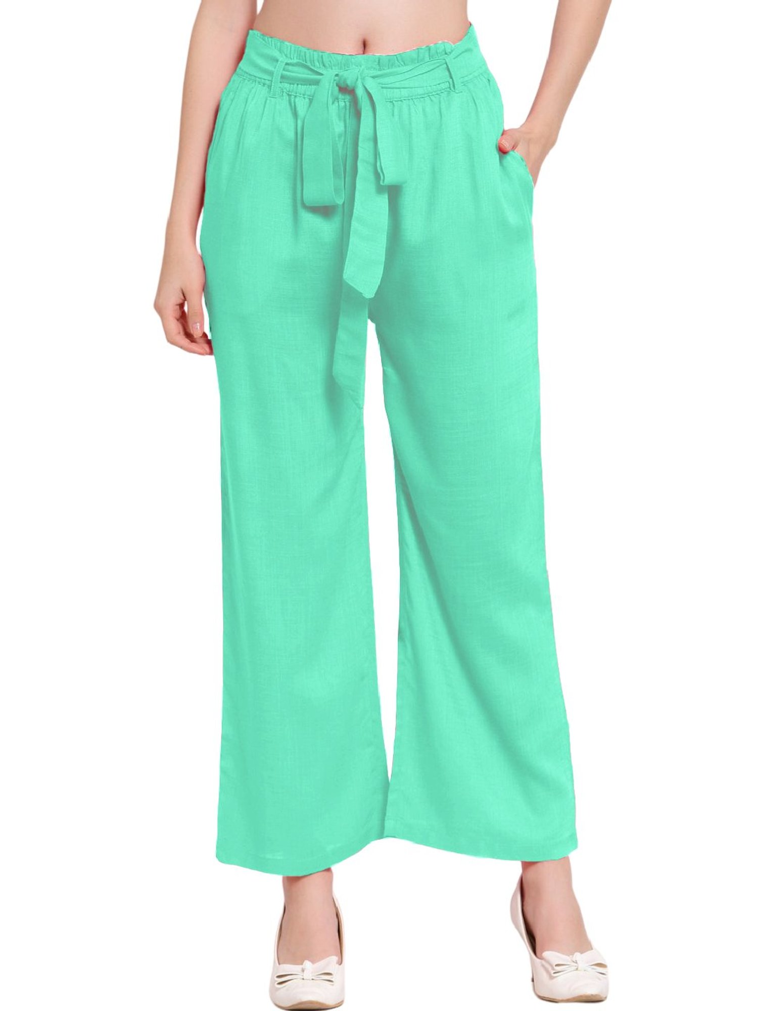 Light Green High Waist Wide Leg Trousers  New Look