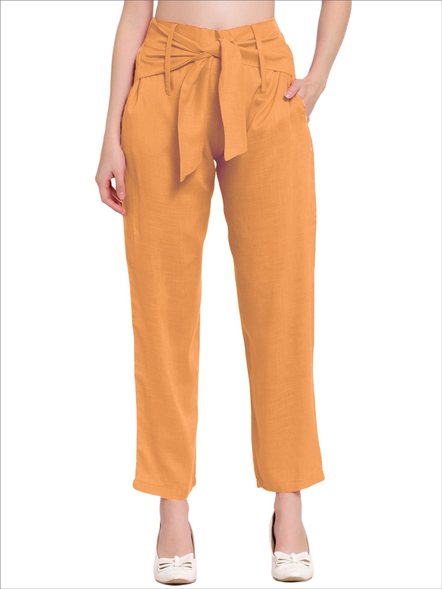 Buy POPWINGS Womens Relaxed Fit Trousers PPOPT01536Golden SkinSmall at  Amazonin