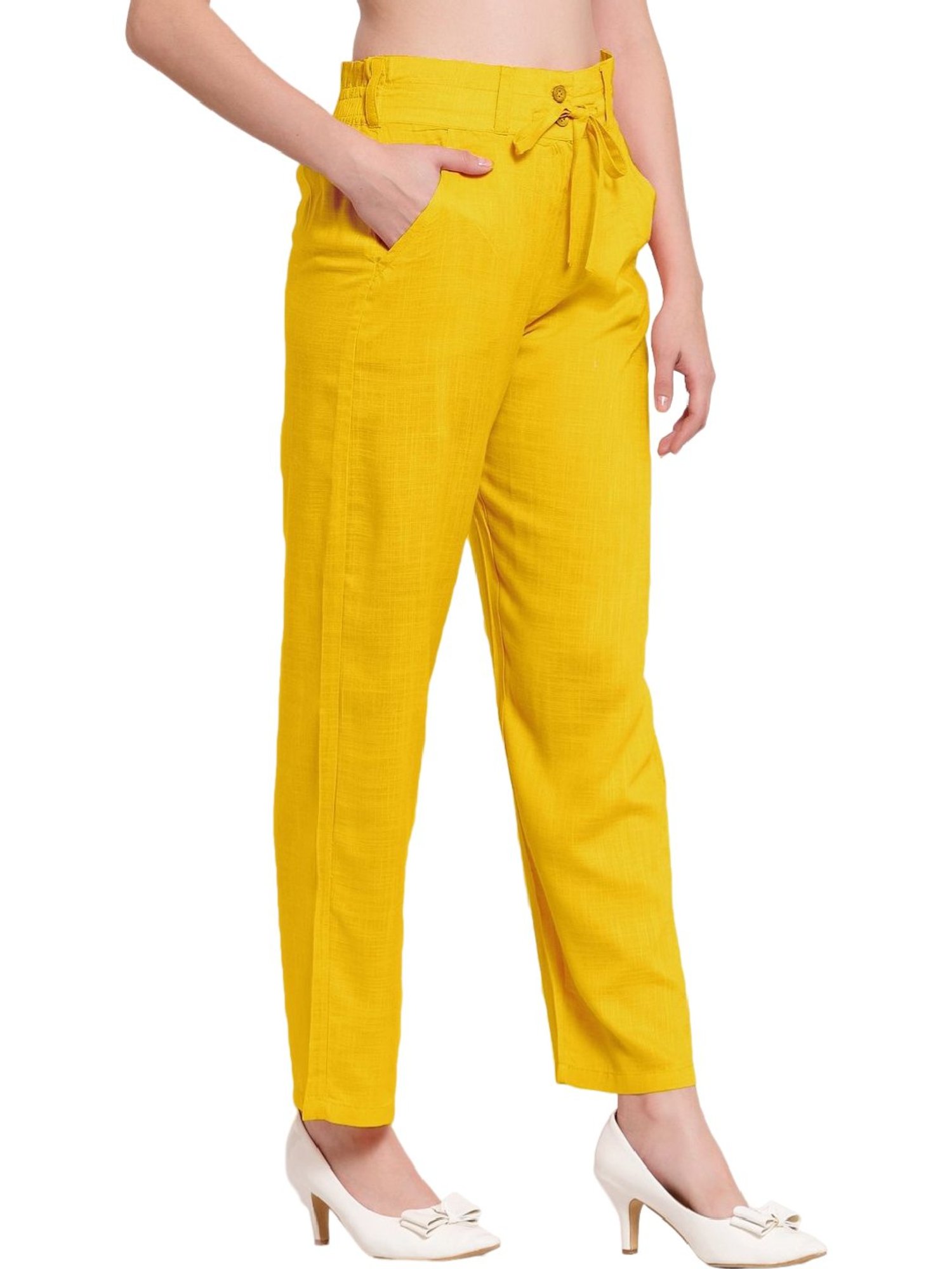 Women Dress Pant Mustard color - ETP Fashion