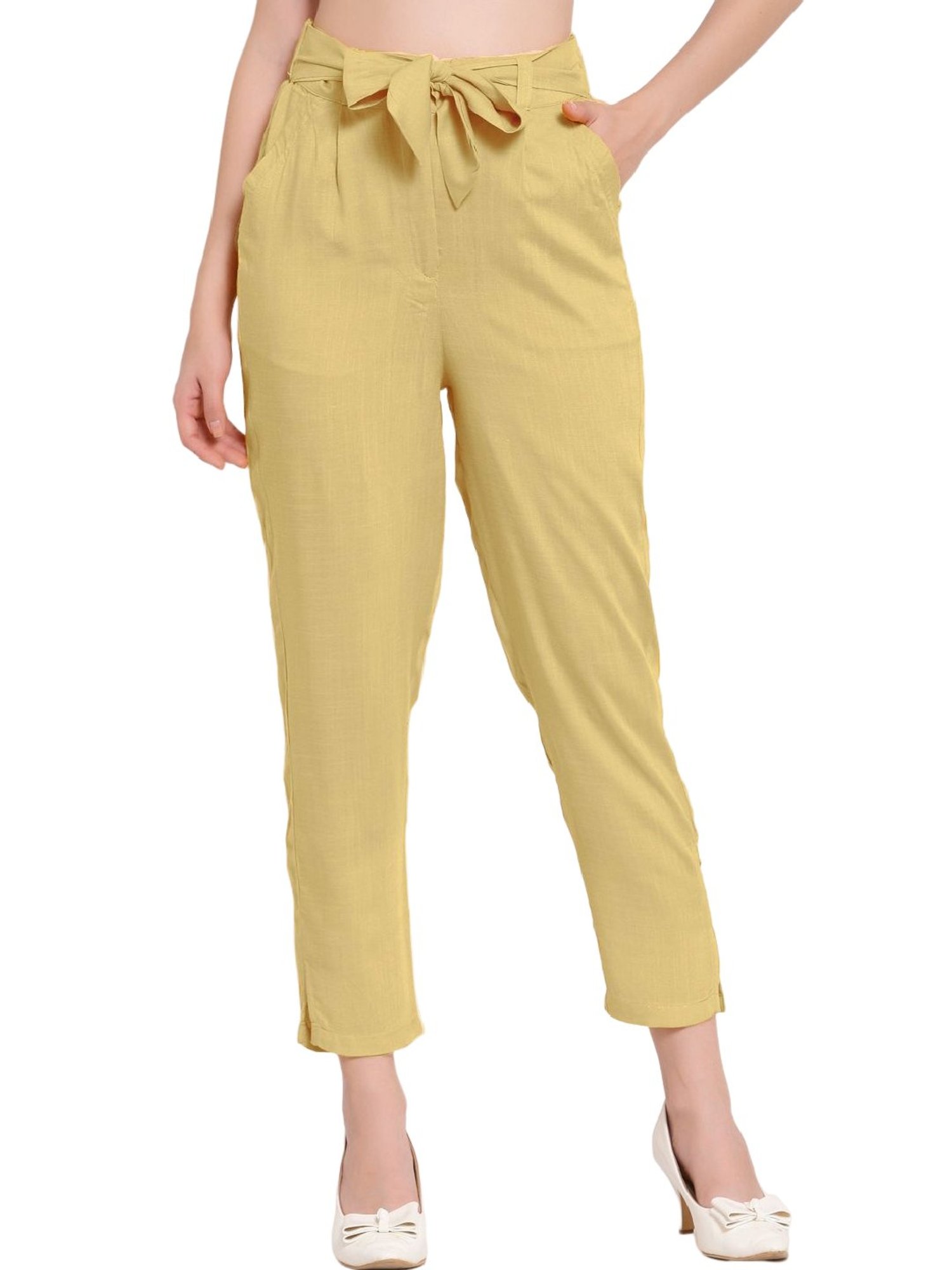 Buy online Gold Solid Cigarette Pants Trouser from bottom wear for Women by  W for 599 at 40 off  2023 Limeroadcom