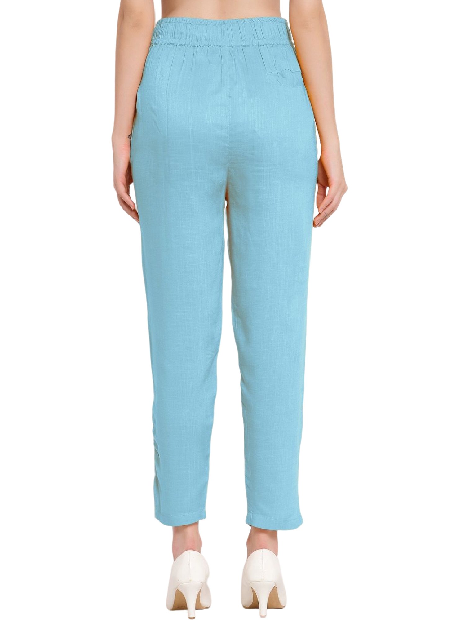 SUMMI SUMMI Womens Wide Leg Linen Trousers - Alice Blue | Elwood 101