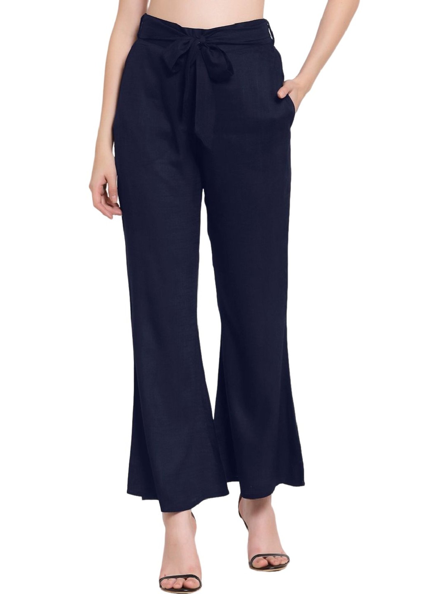 Buy NUSH Women Navy Blue Regular Fit Solid Bootcut Trousers  Trousers for  Women 7342756  Myntra