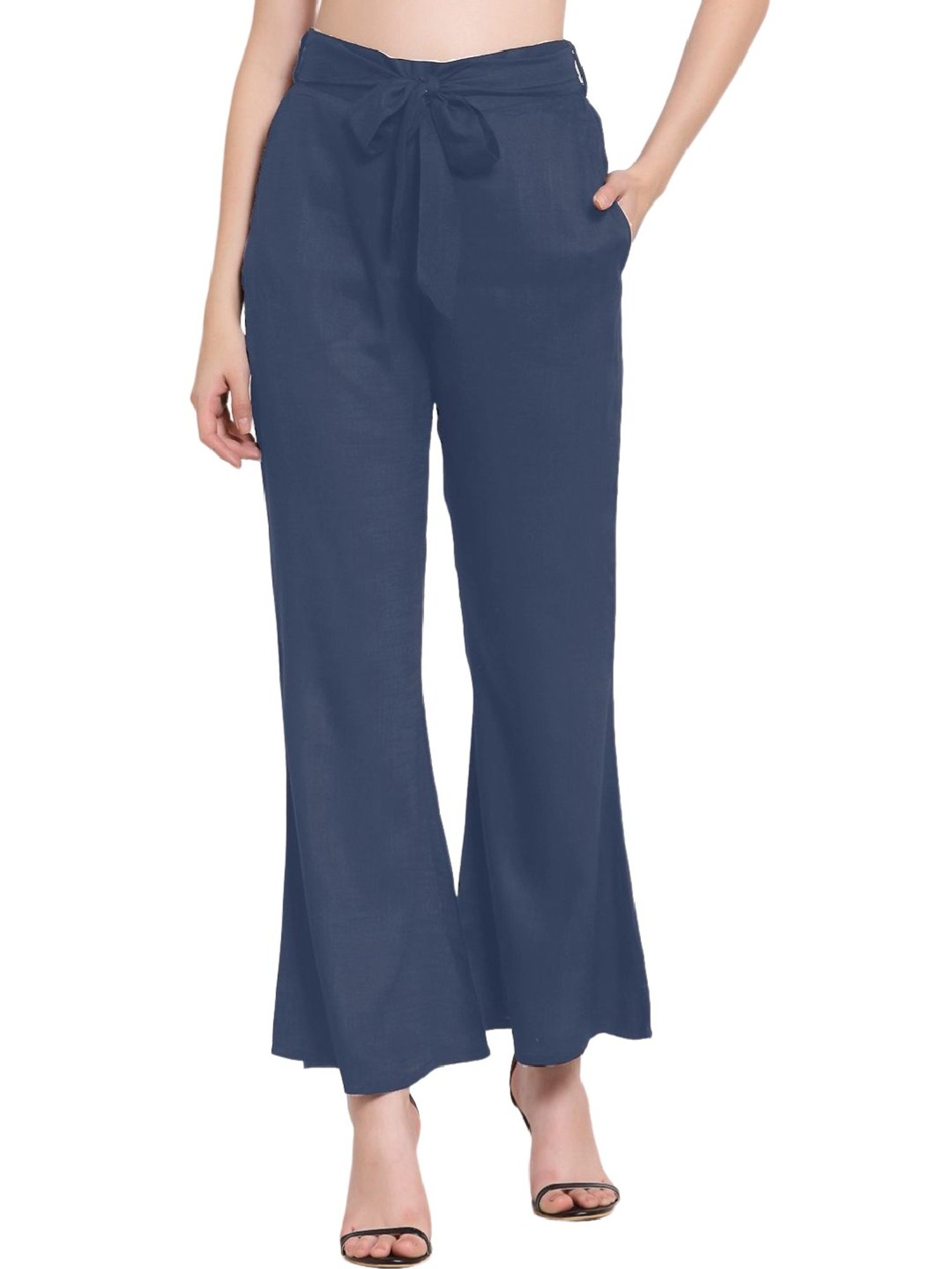 Broadstar Grey Bootcut High Rise Flared Trousers