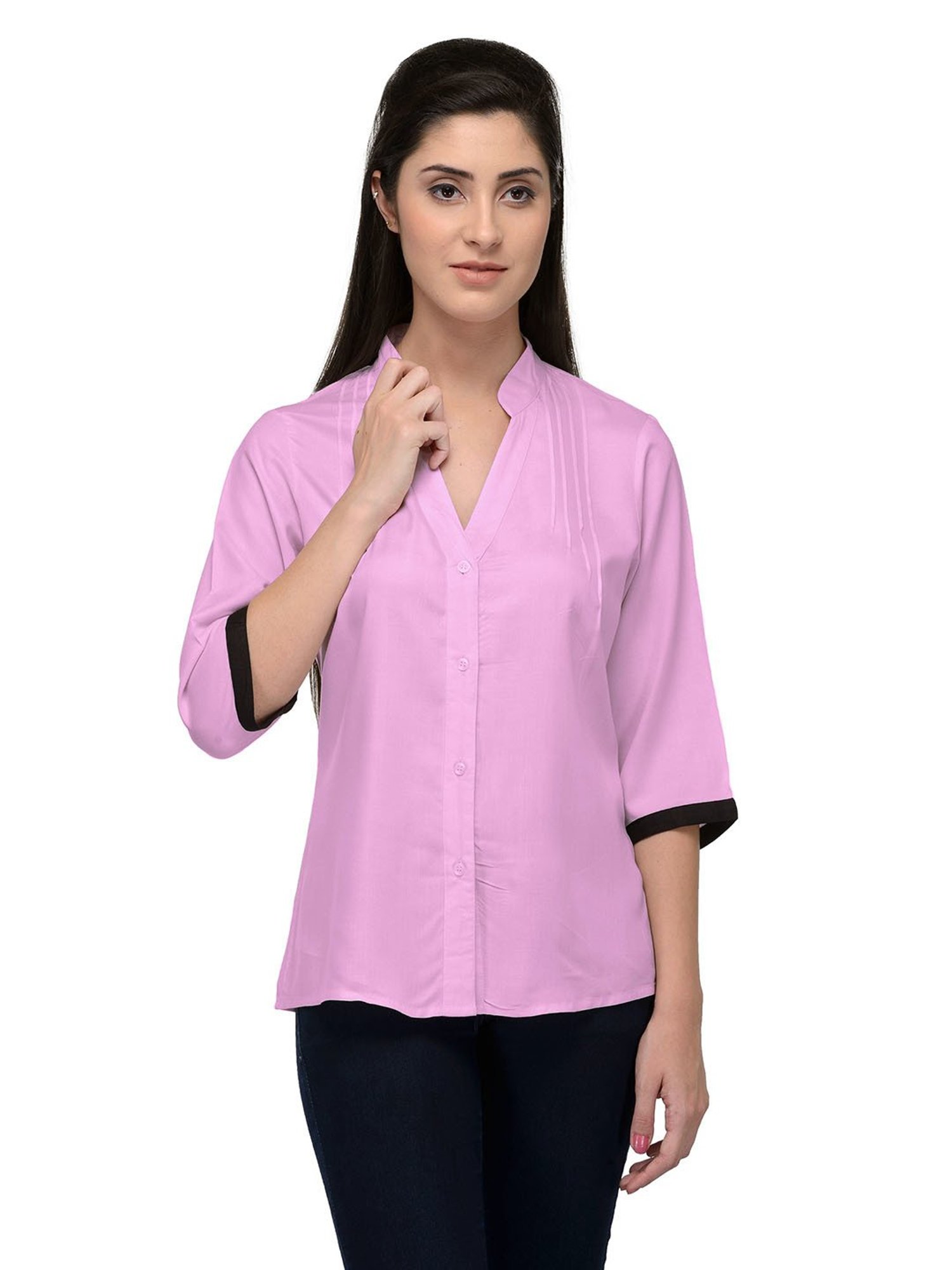 YU by Pantaloons Women Solid Casual Pink Shirt - Buy YU by