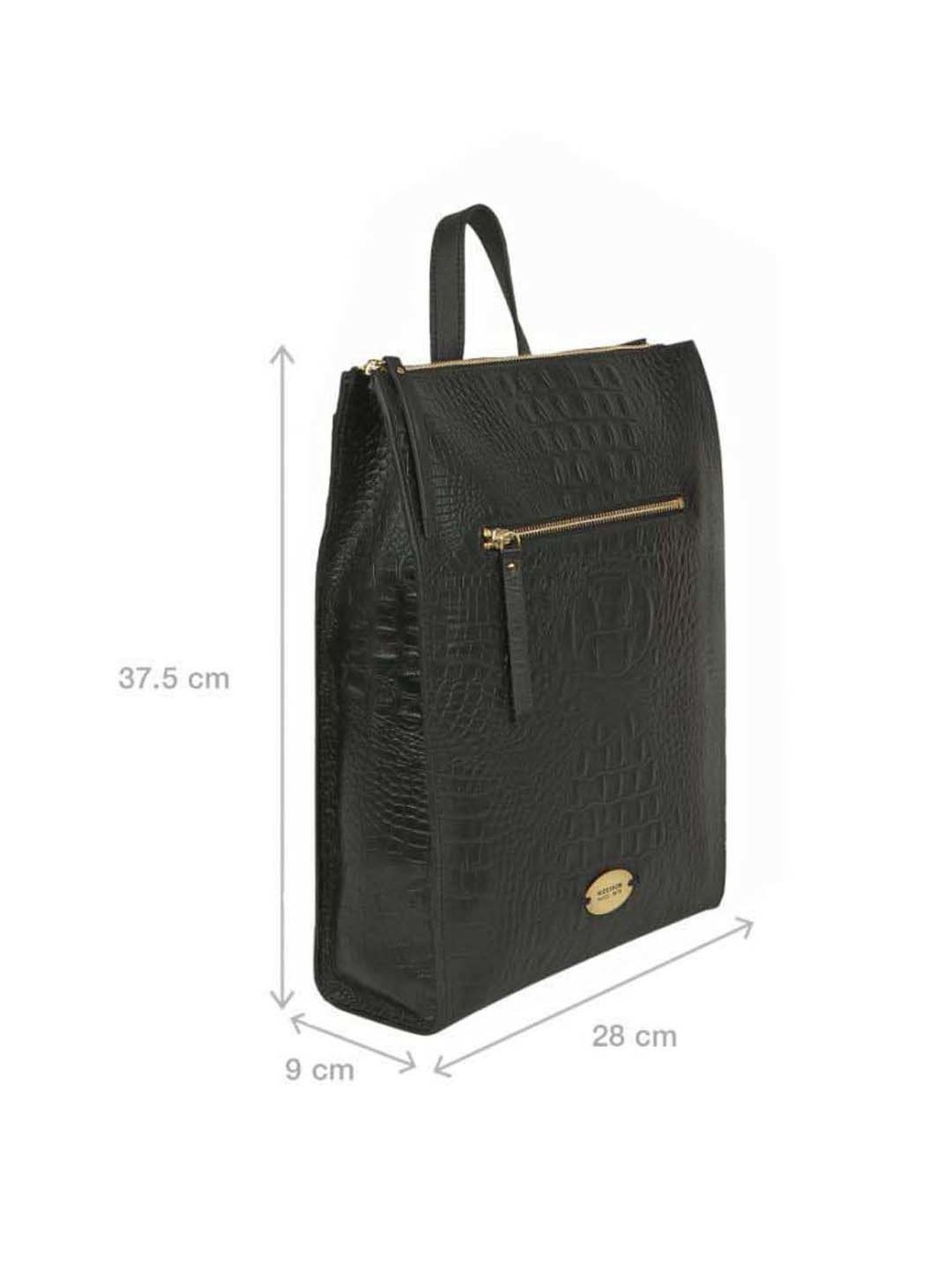 Buy Hidesign Spruce 05 Sb Black Leather Medium Backpack Online At