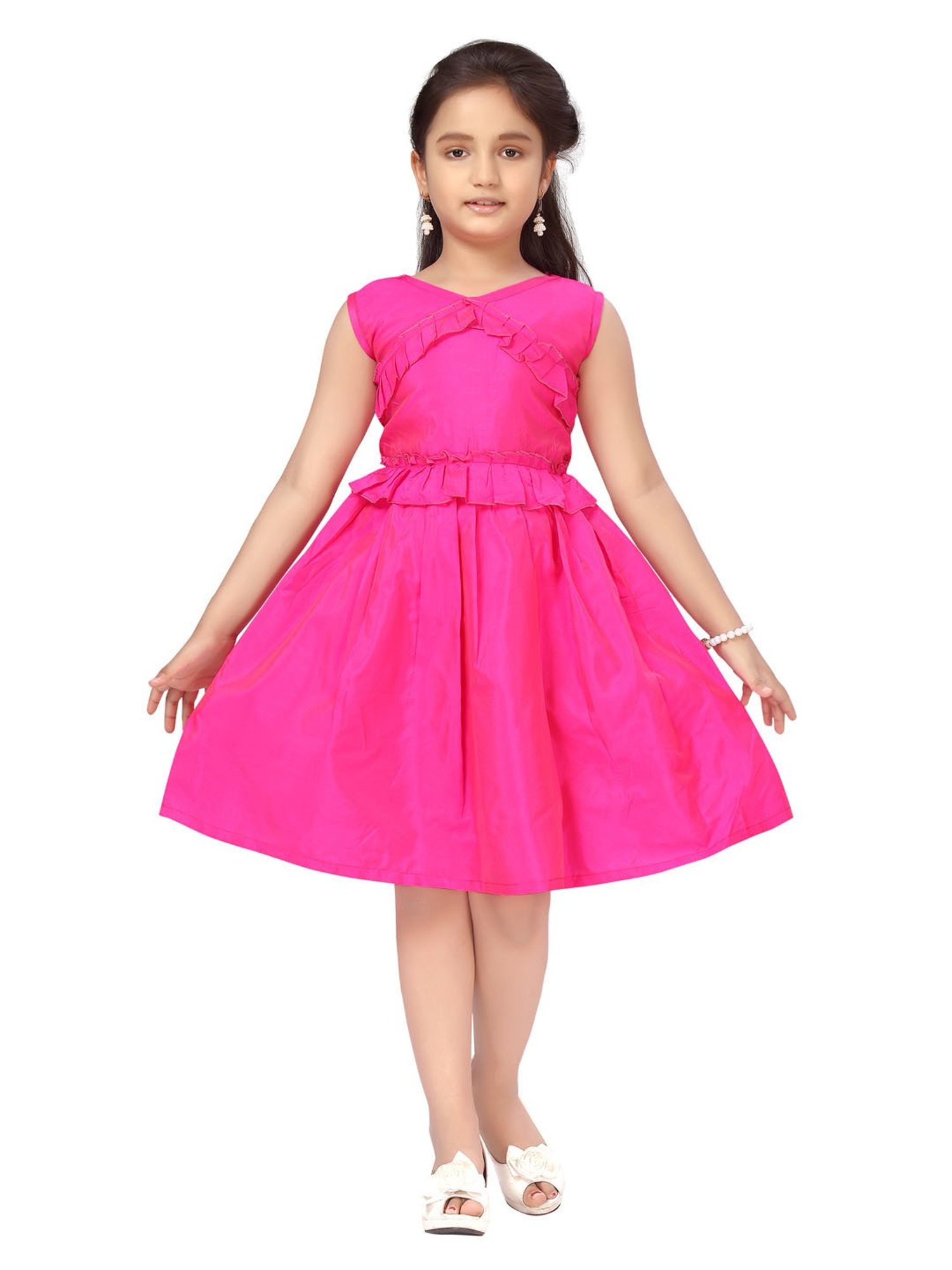 Readymade Kids Frock Fancy Pink and Yellow