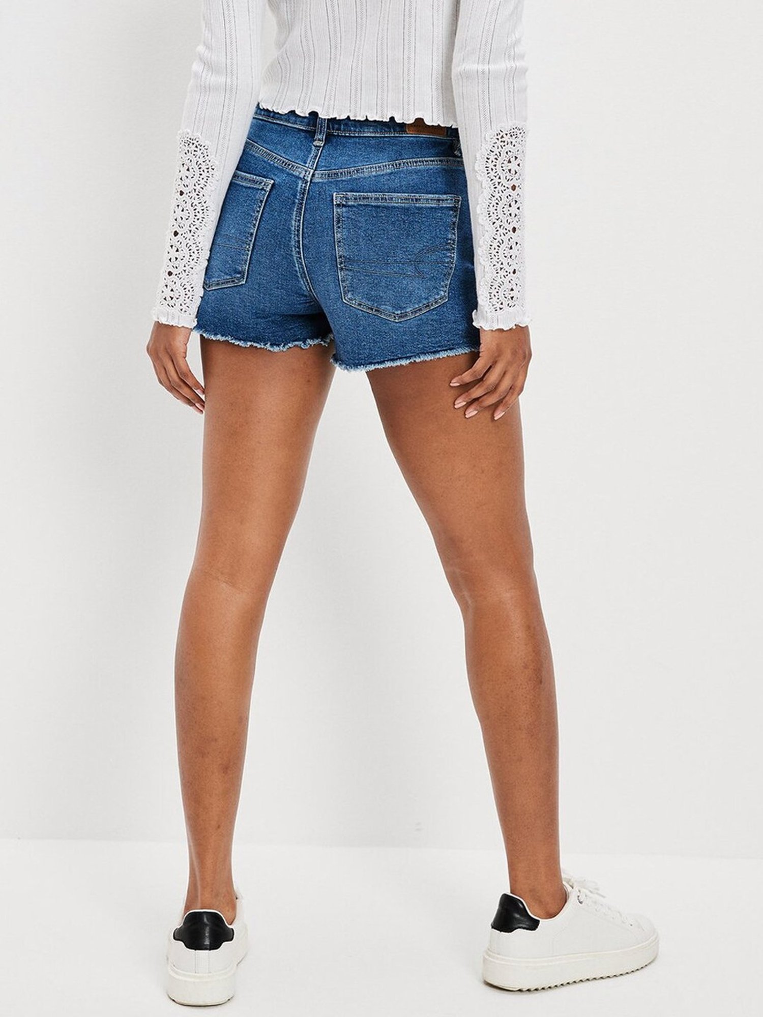 Buy American Eagle Outfitters Blue Cotton Mid Rise Denim Shorts for Women  Online @ Tata CLiQ